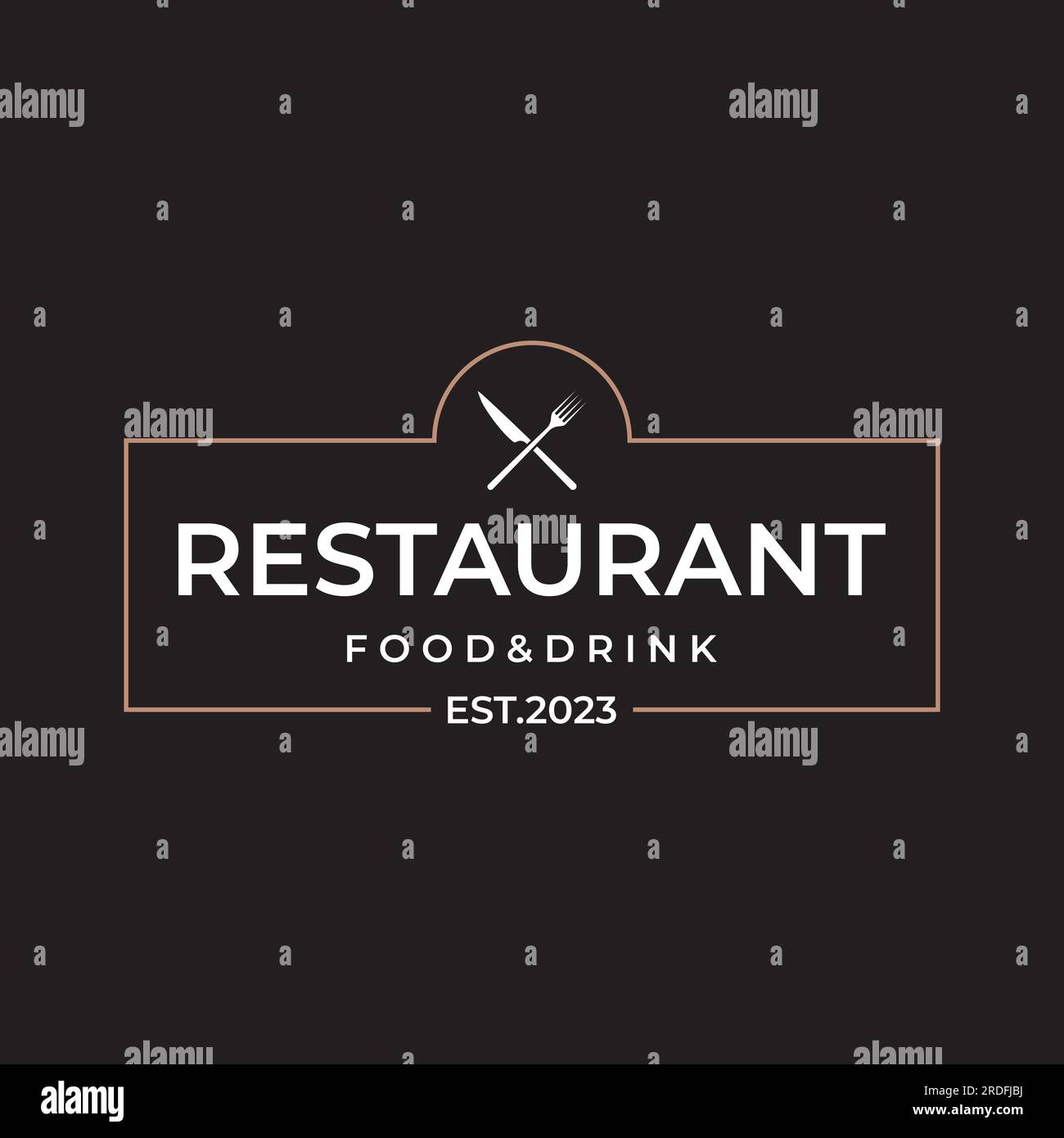 Retro restaurant emblem.Cutlery logo design and hand drawn vintage style restaurant typography. Stock Vector