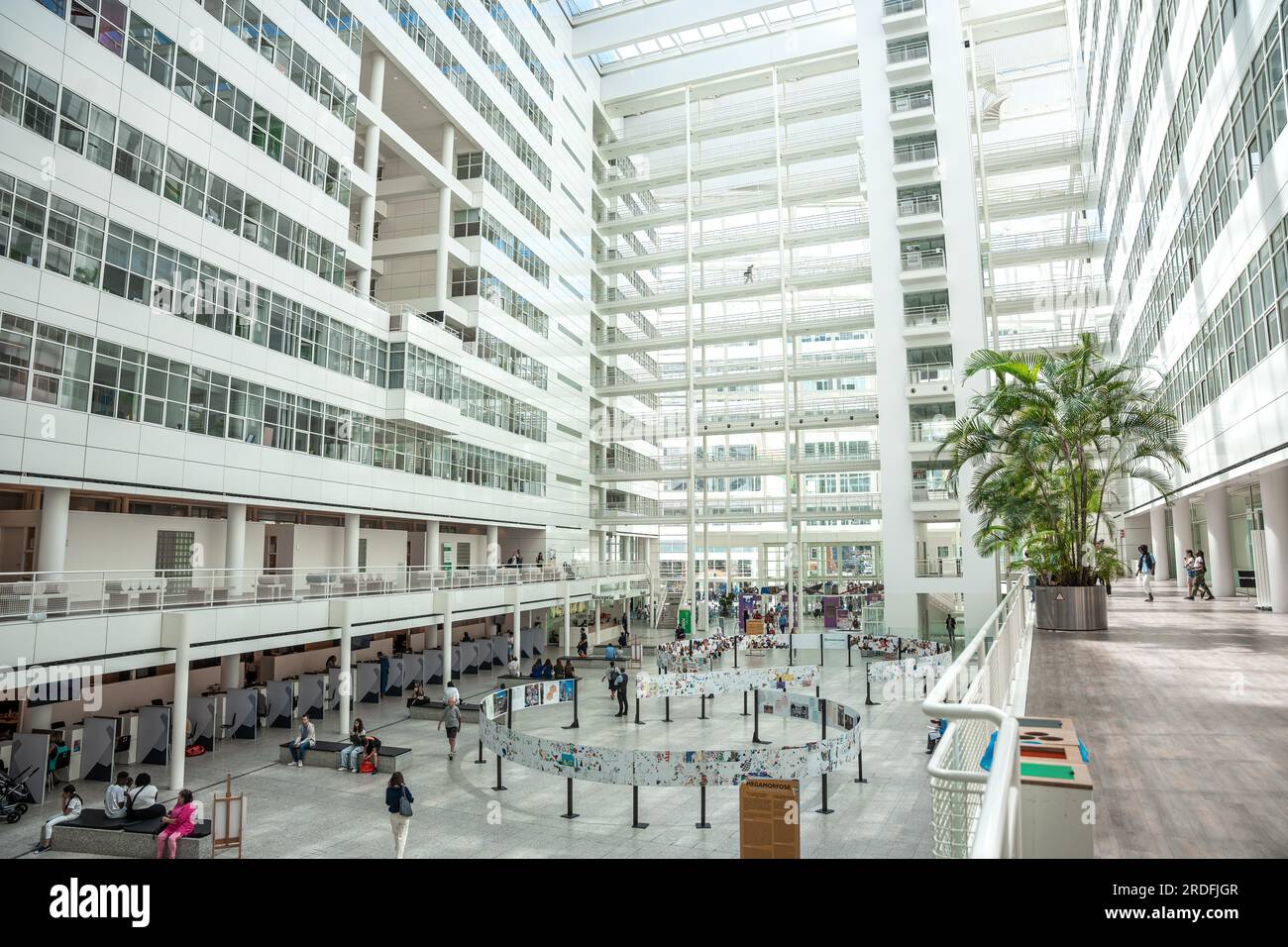 Great architecture white interior with terraces and stairs, City Hall ...
