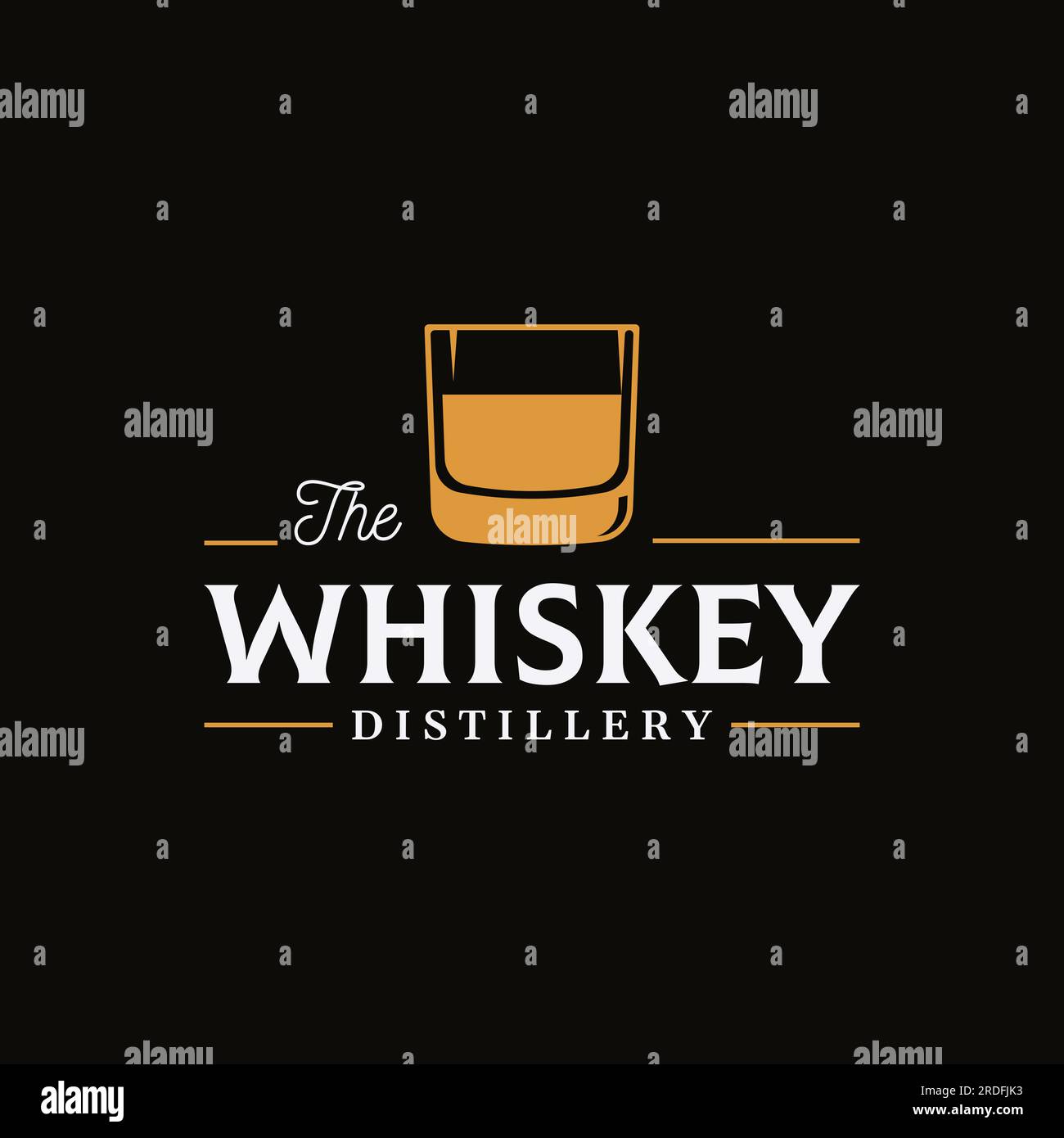 Vintage premium whiskey logo label with hand lettering. for drinks , rum, pub, company Stock