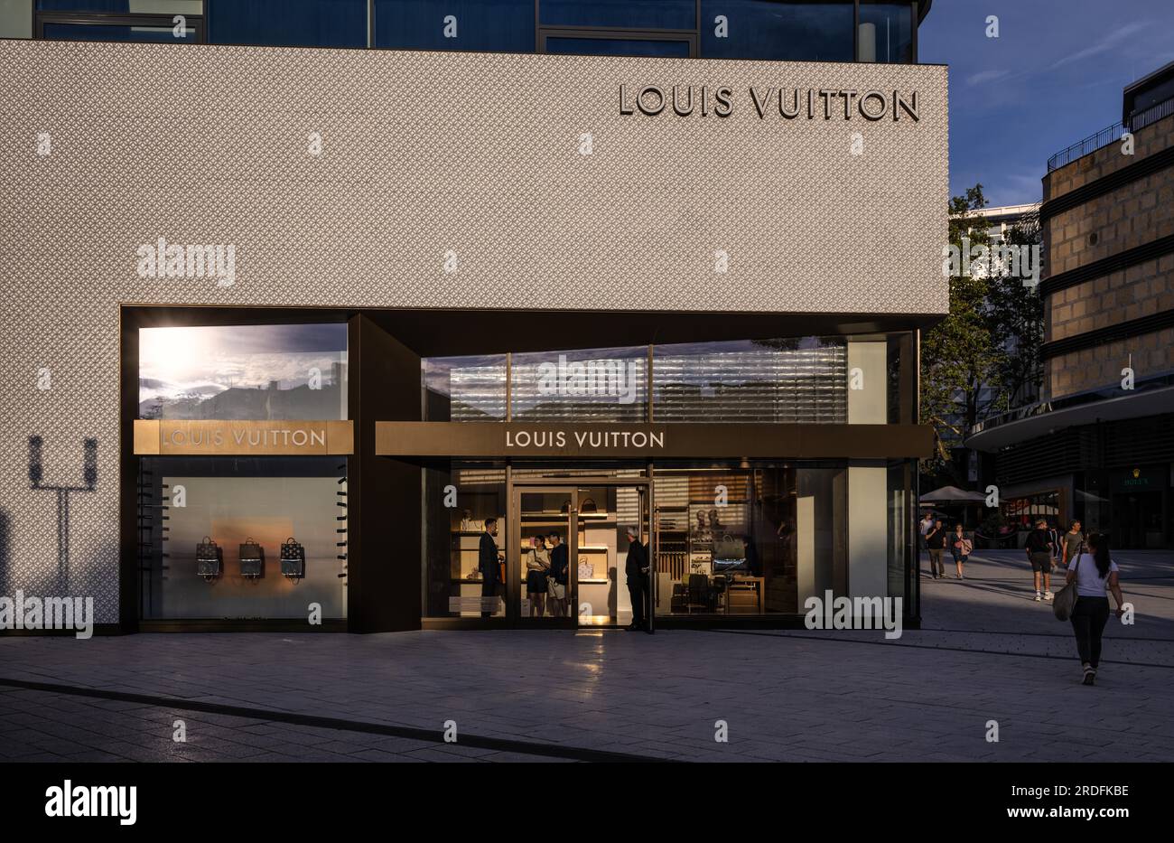 Louis Vuitton Brand Store, Logo, Store, Dorotheen Quartier, DOQU, Shopping Mall, Stuttgart, Baden-Wuerttemberg Stock Photo