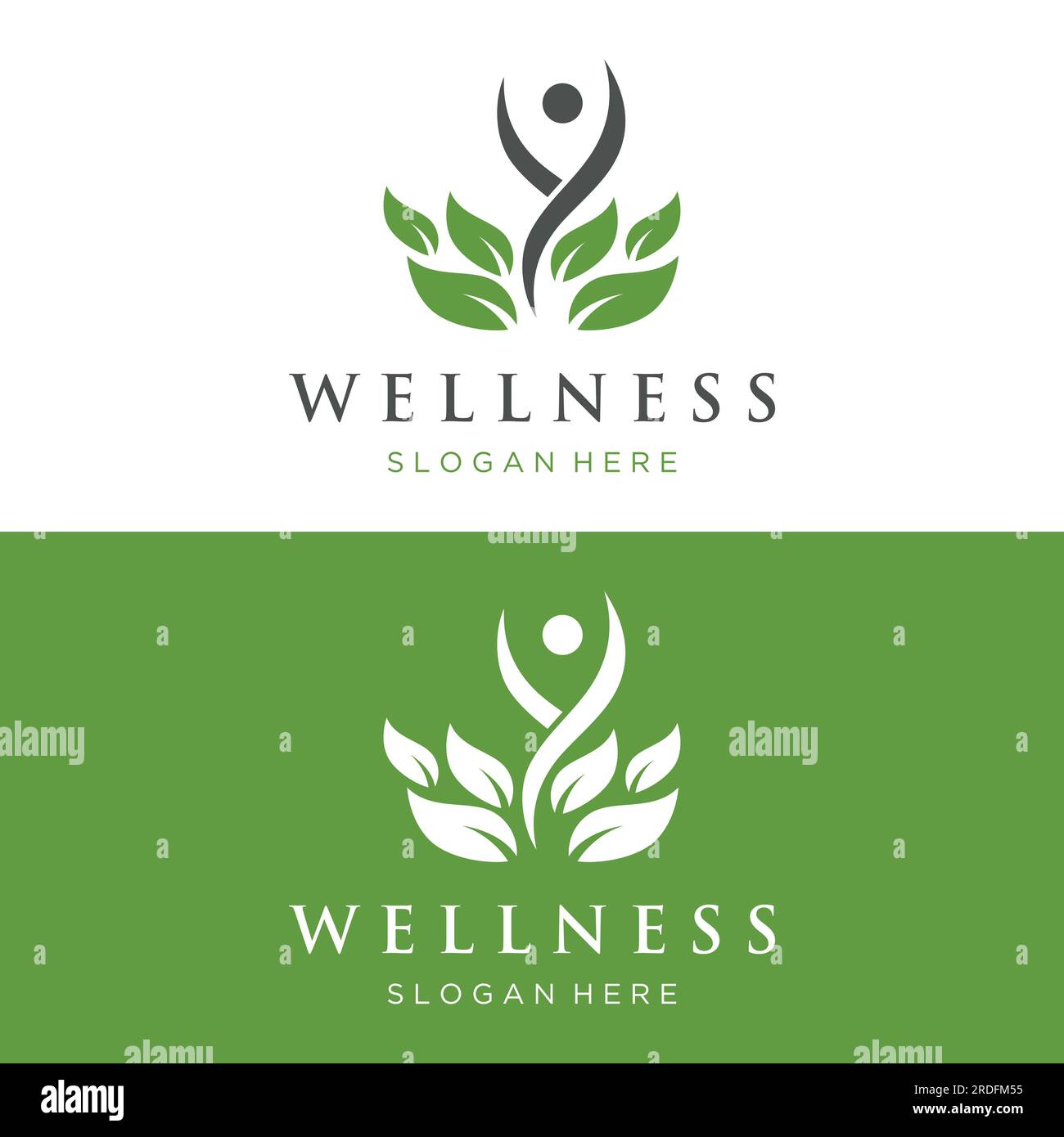 Wellness natural abstract logo design with unique natural person and leaf concept with creative idea.Logo for business, health, meditation, relaxation Stock Vector