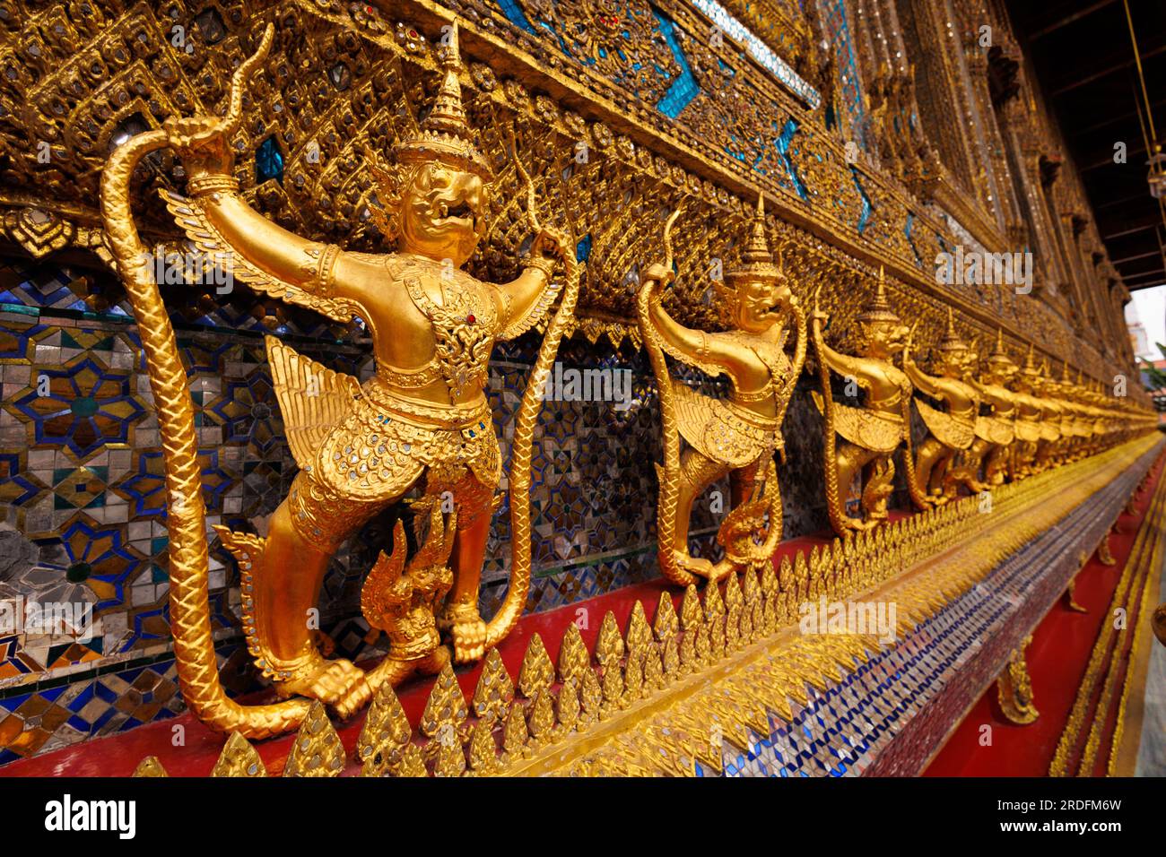 Golden figures of Garuda in the Grand Palace, Bangkok Thailand Stock Photo