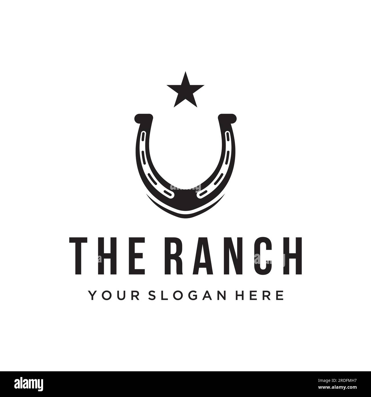 Retro horseshoe logo for ranch, cowboy,badge. which is isolated on the