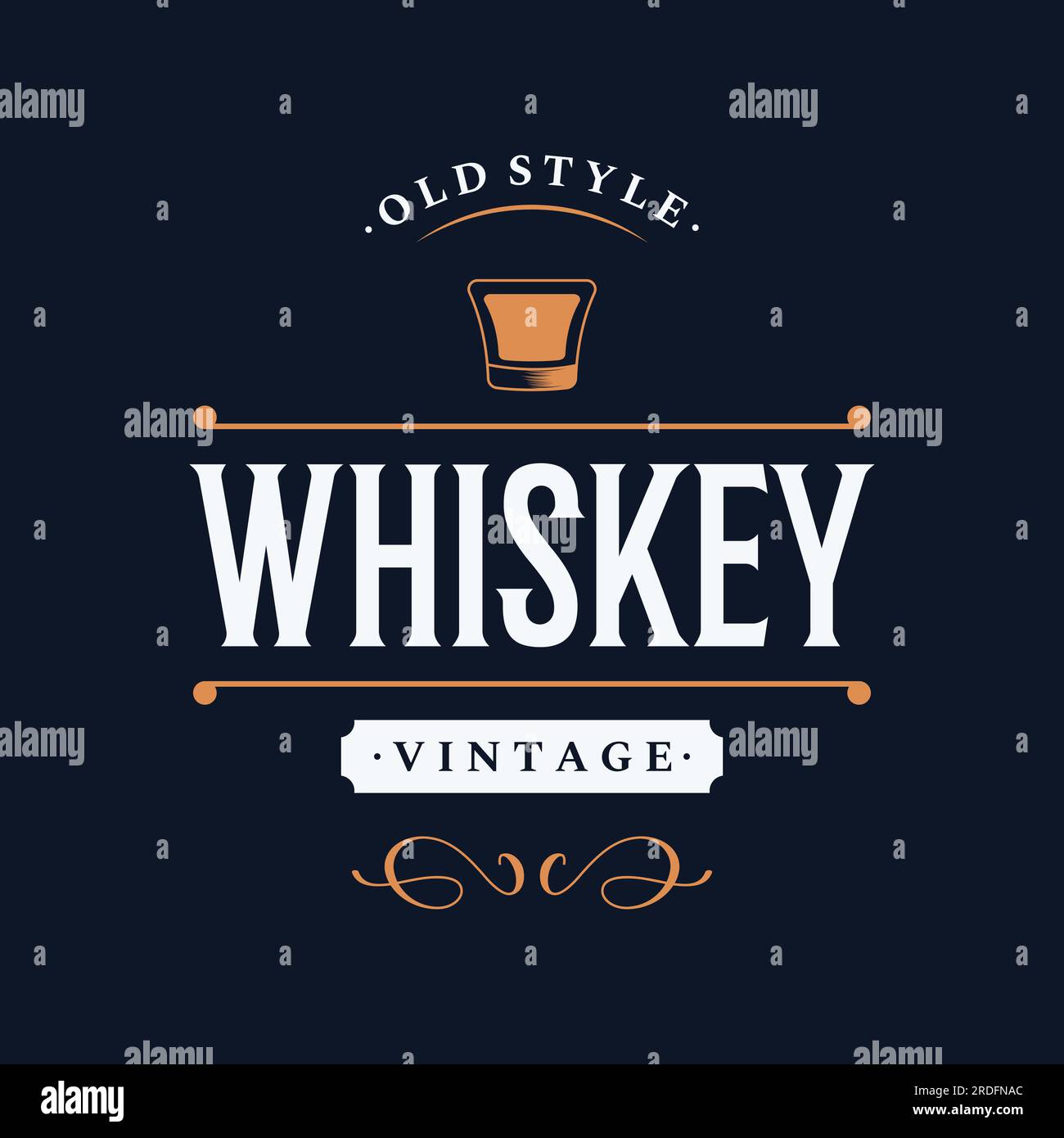 Vintage premium whiskey logo label with hand lettering. for drinks , rum, pub, company Stock