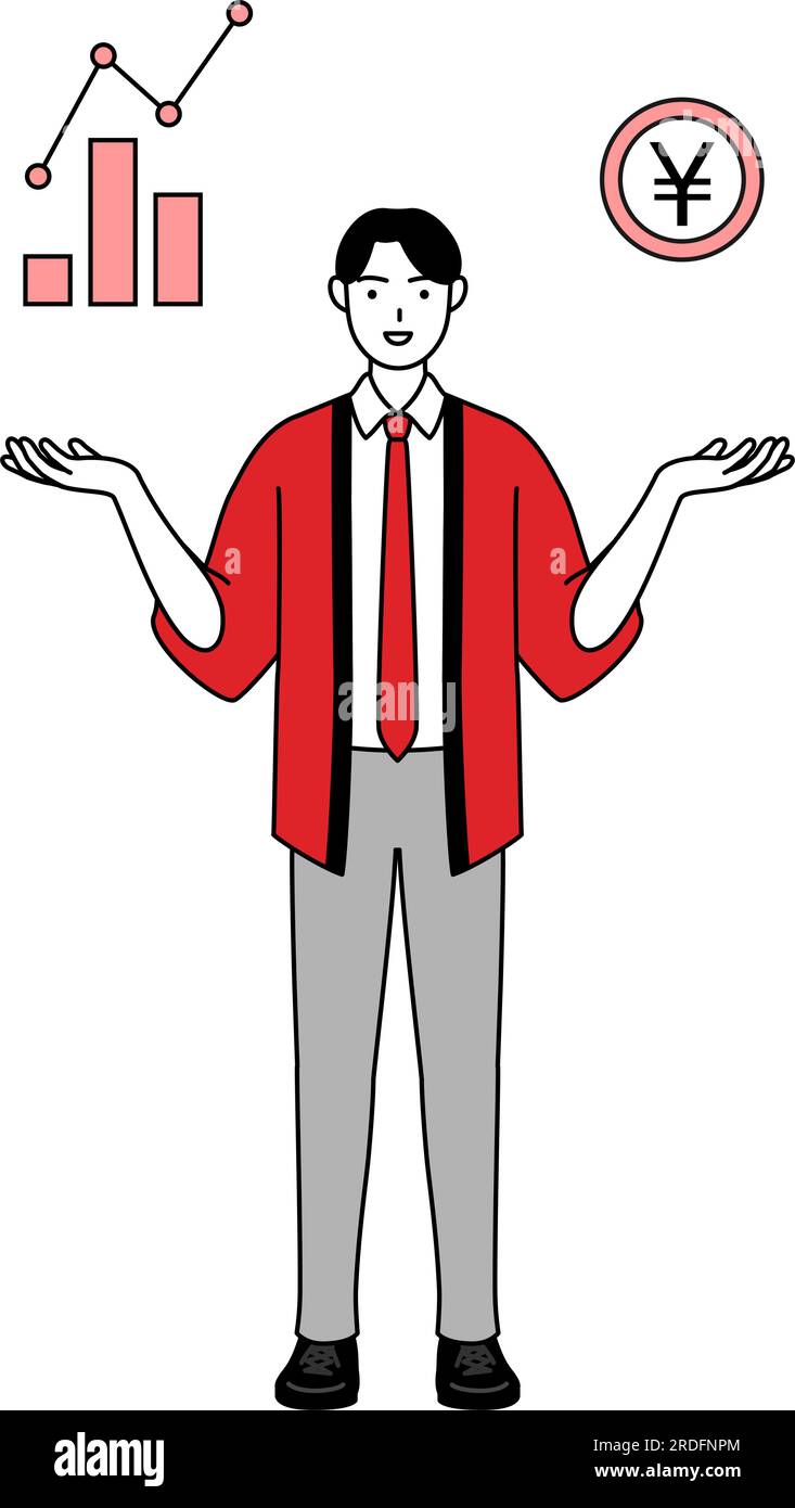 Man wearing a red happi coat guiding an image of DX, performance and ...