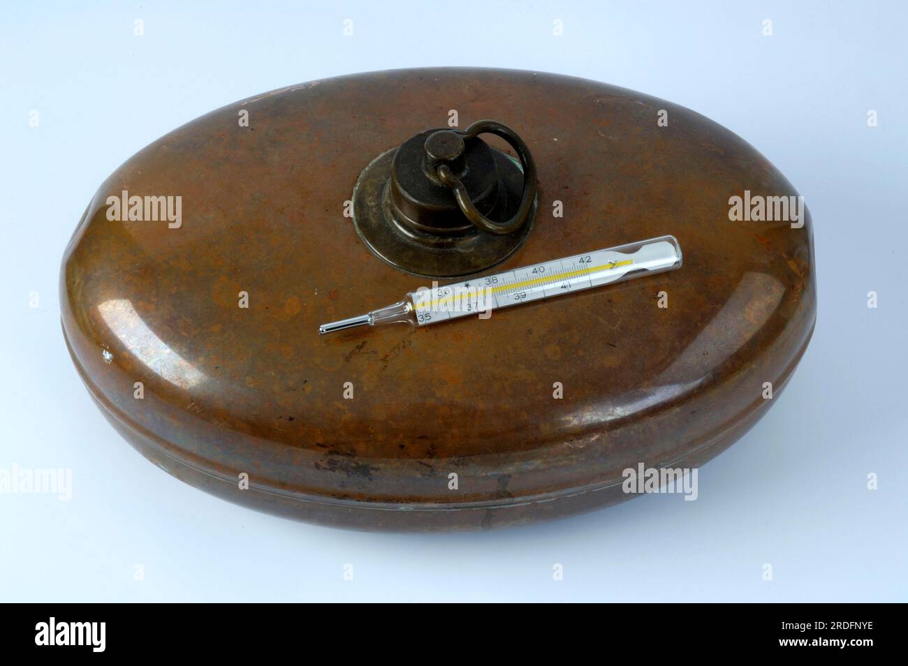 Hot water bottle and clinical thermometer, hot water bottle, mercury thermometer, cutout, object