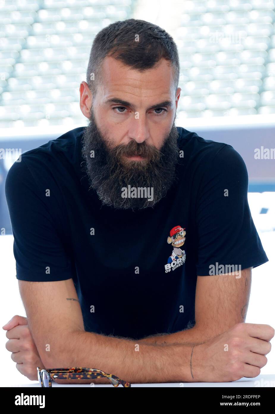 Carson, Ca. 20th July, 2023. Benoit Paire at the Ultimate Tennis Showdown Press Conference at the Dignity Health Sports Park in Carson, California on July 20, 2023. Credit: Faye Sadou/Media Punch/Alamy Live News Stock Photo