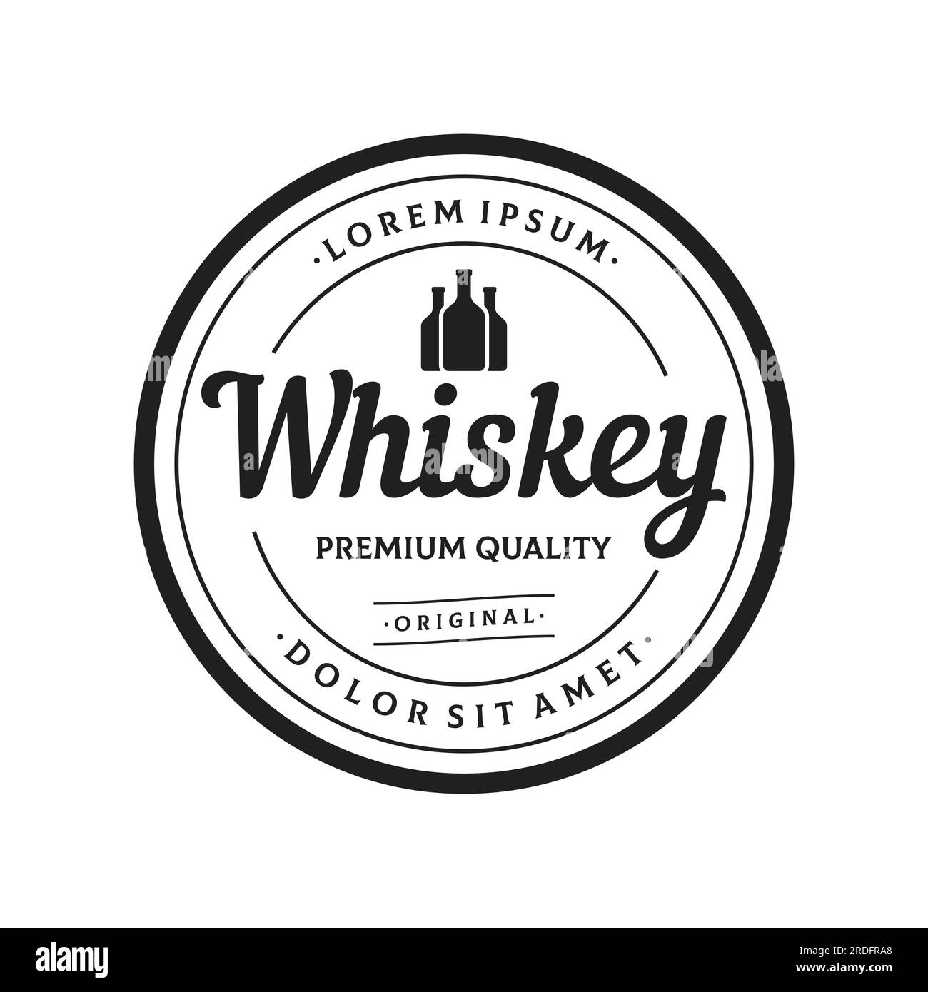 Vintage premium whiskey logo label with hand lettering. for drinks , rum, pub, company Stock