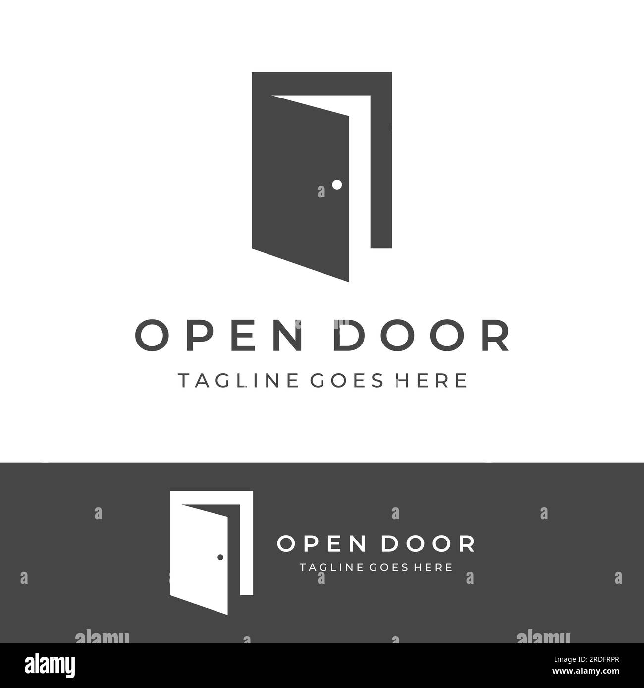 Simple open door abstract logo design, interior with geometric shapes or monogram.For building