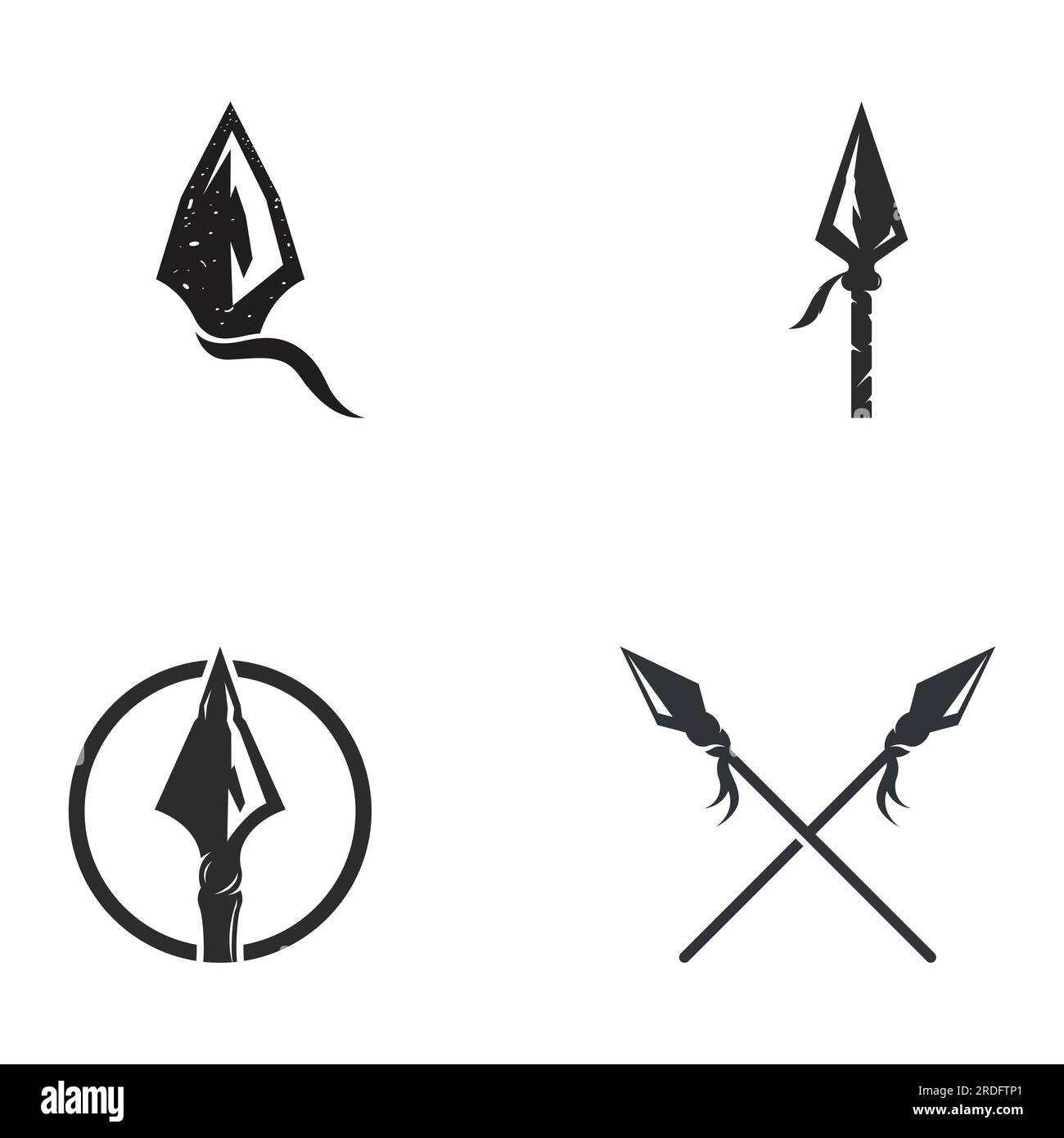 Traditional spear head and arrow head logo design for hunting Stock