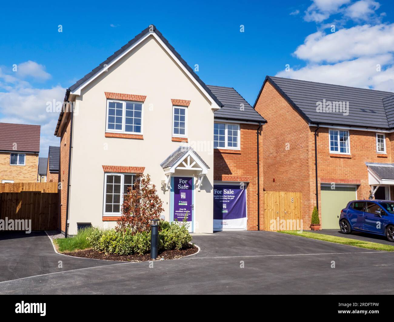 New houses built on a greenfield site in Clitheroe, Lancashire, UK