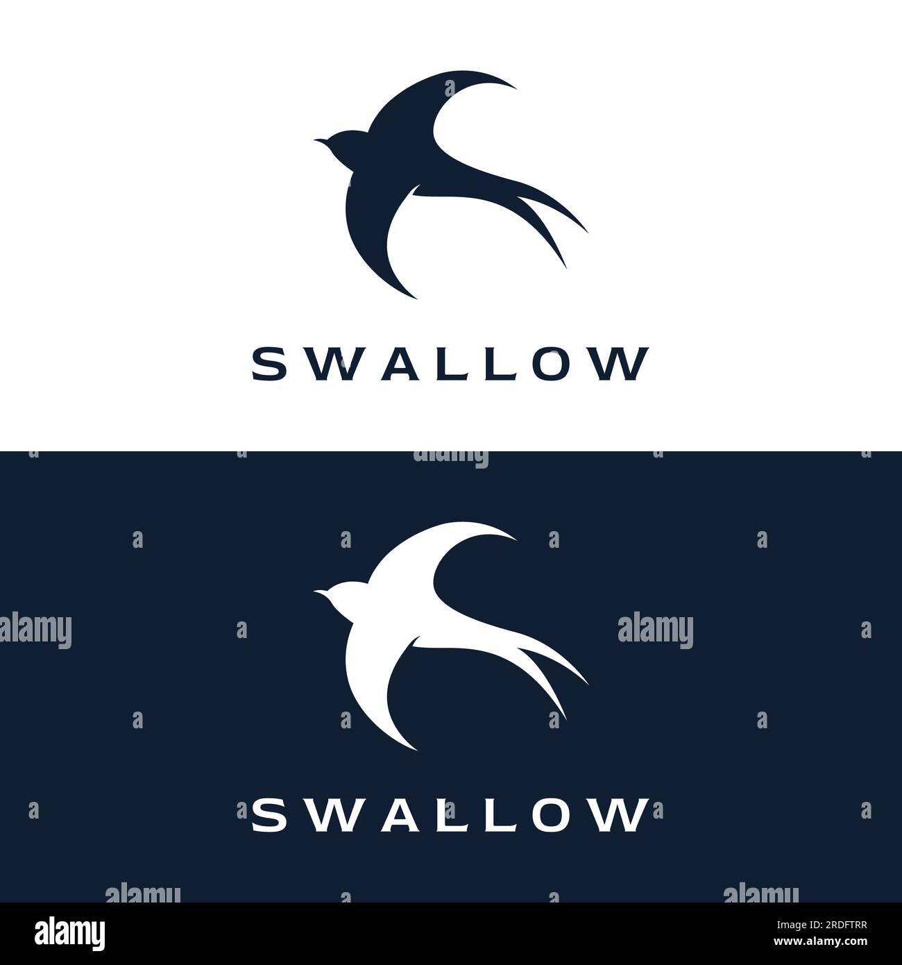 Simple logo design silhouette of a martin martlet swallow flying hovering. Stock Vector
