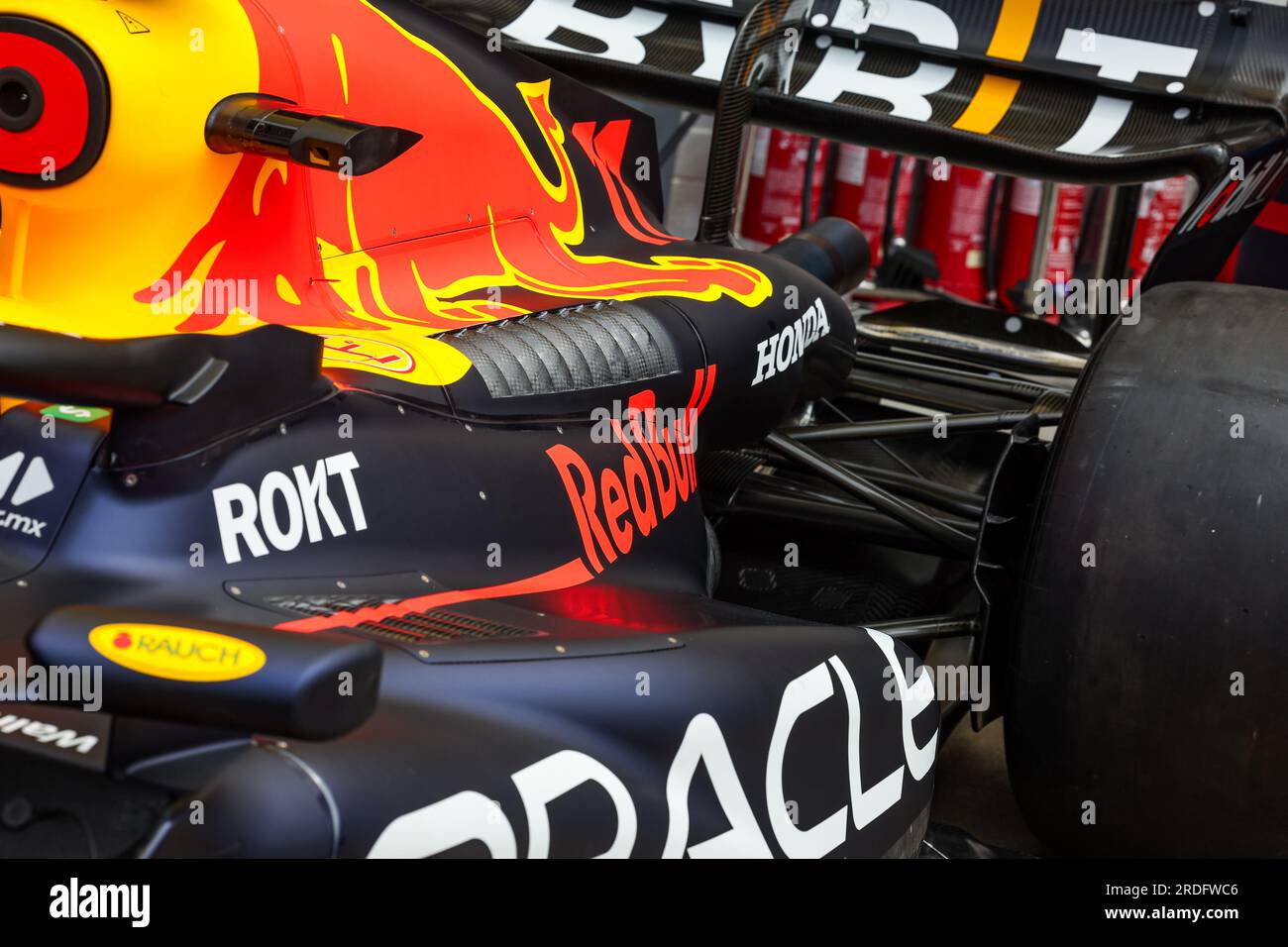 Red Bull Racing RB19, mechanical detail of the new side pod, air intake and  floor during the 2023 Formula 1 Qatar Airways Hungarian Grand Prix, 11th  round of the 2023 Formula One