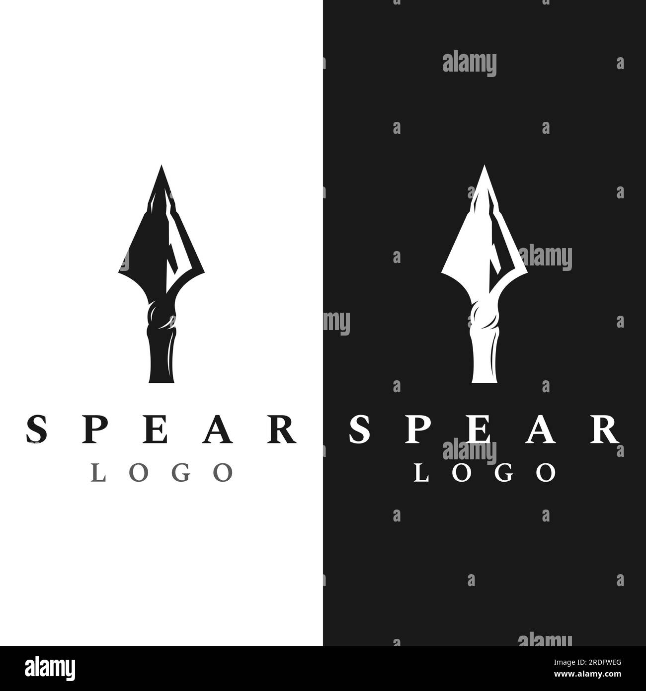 Traditional spear head and arrow head logo design for hunting Stock