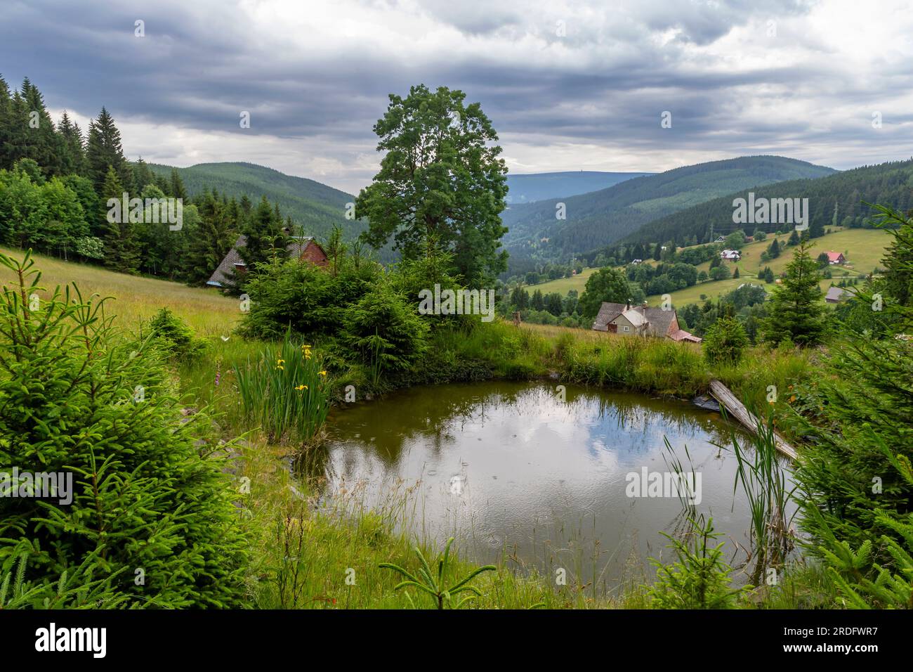 small pond in czech Giant Mountains, Krkonose Stock Photo