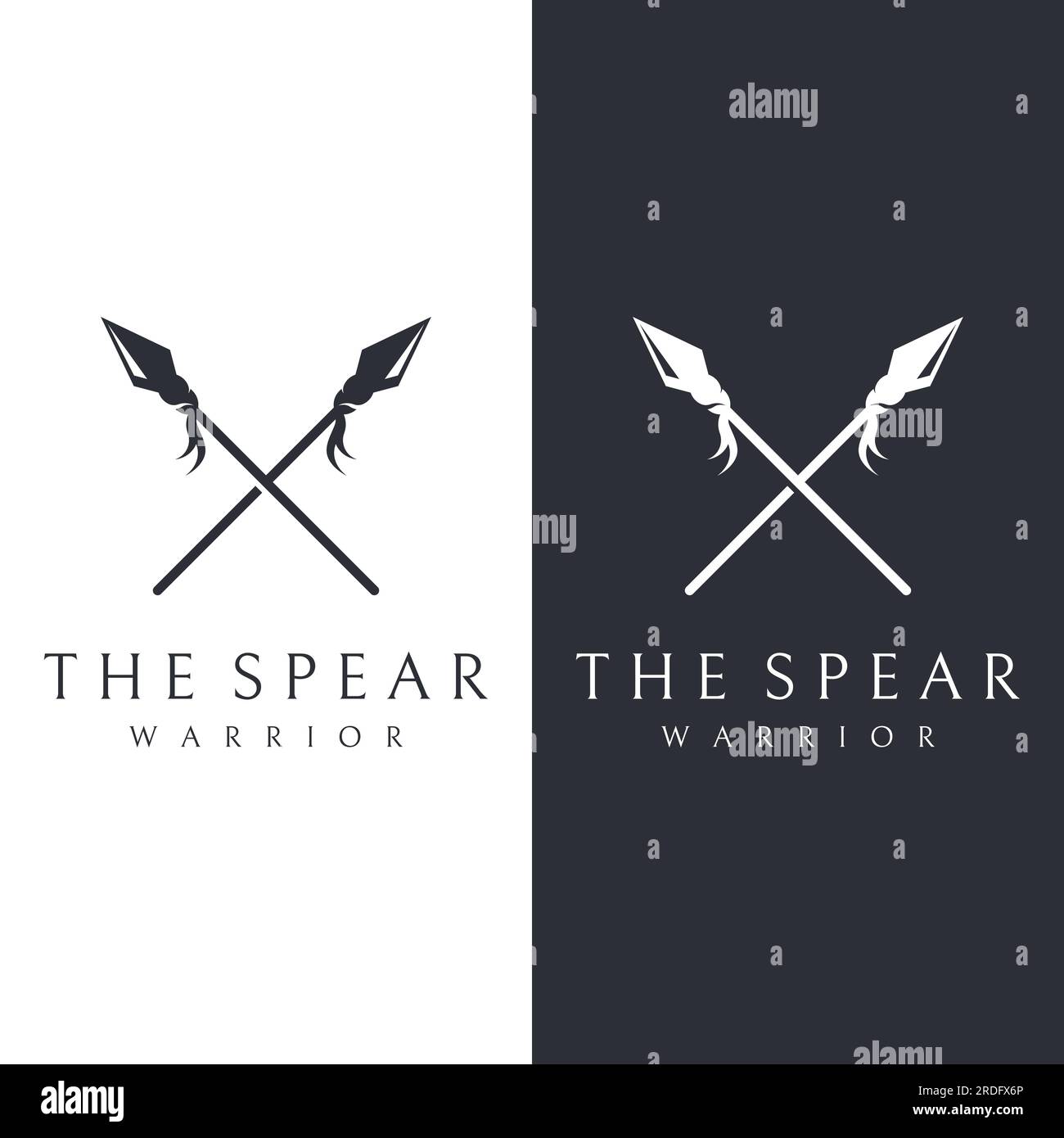 Traditional spear head and arrow head logo design for hunting Stock