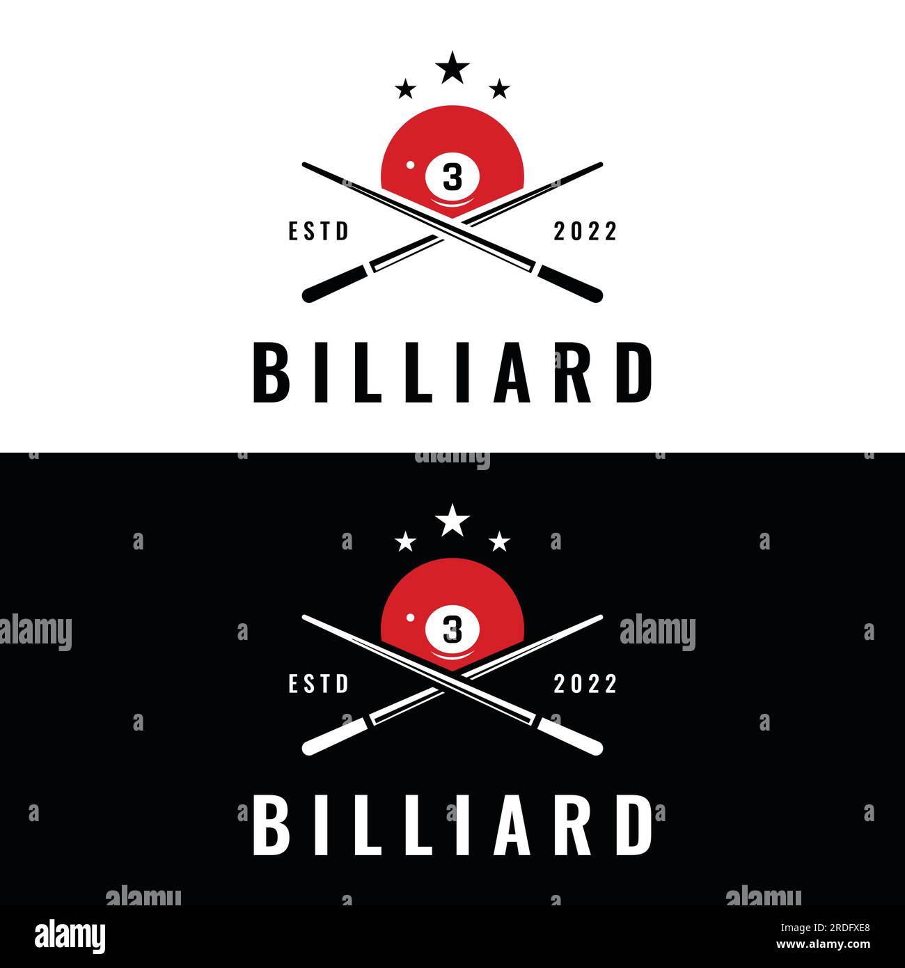 Billiard and cue stick creative logo template. Logo of billiard sport