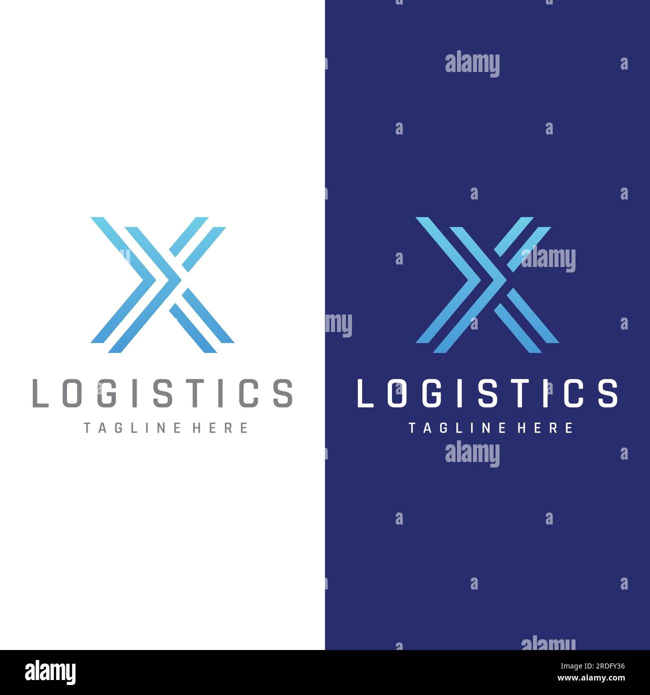 Logistics logo with arrows, order box, fast and digital order. Stock Vector