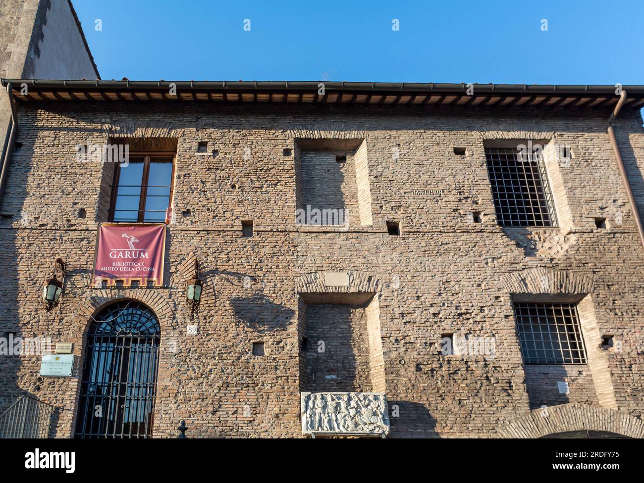 Rome, Lazio, Italy, The facade of Garum, Biblioteca e Museo della Cucina that is a museum for italian cuisine. Stock Photo