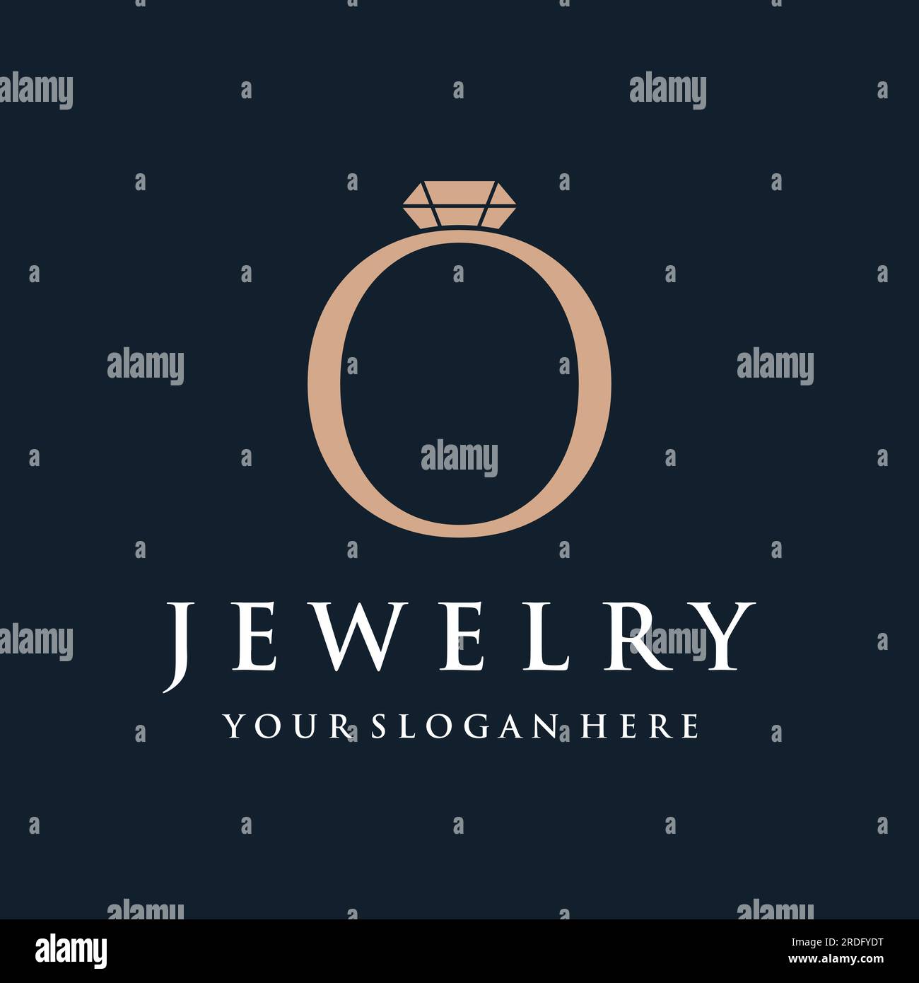 Abstract logo of jewelry ring with luxury diamond or gems.Isolated