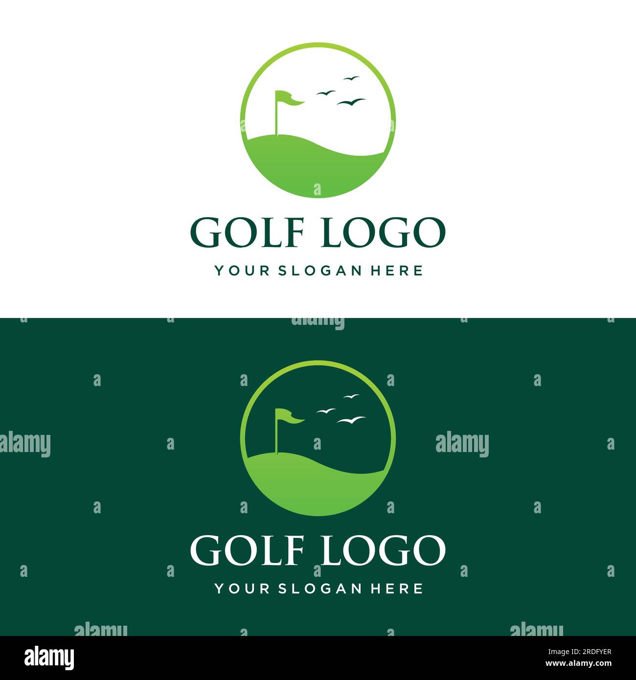 Golf ball and stick and golf course logo design. Logo for professional