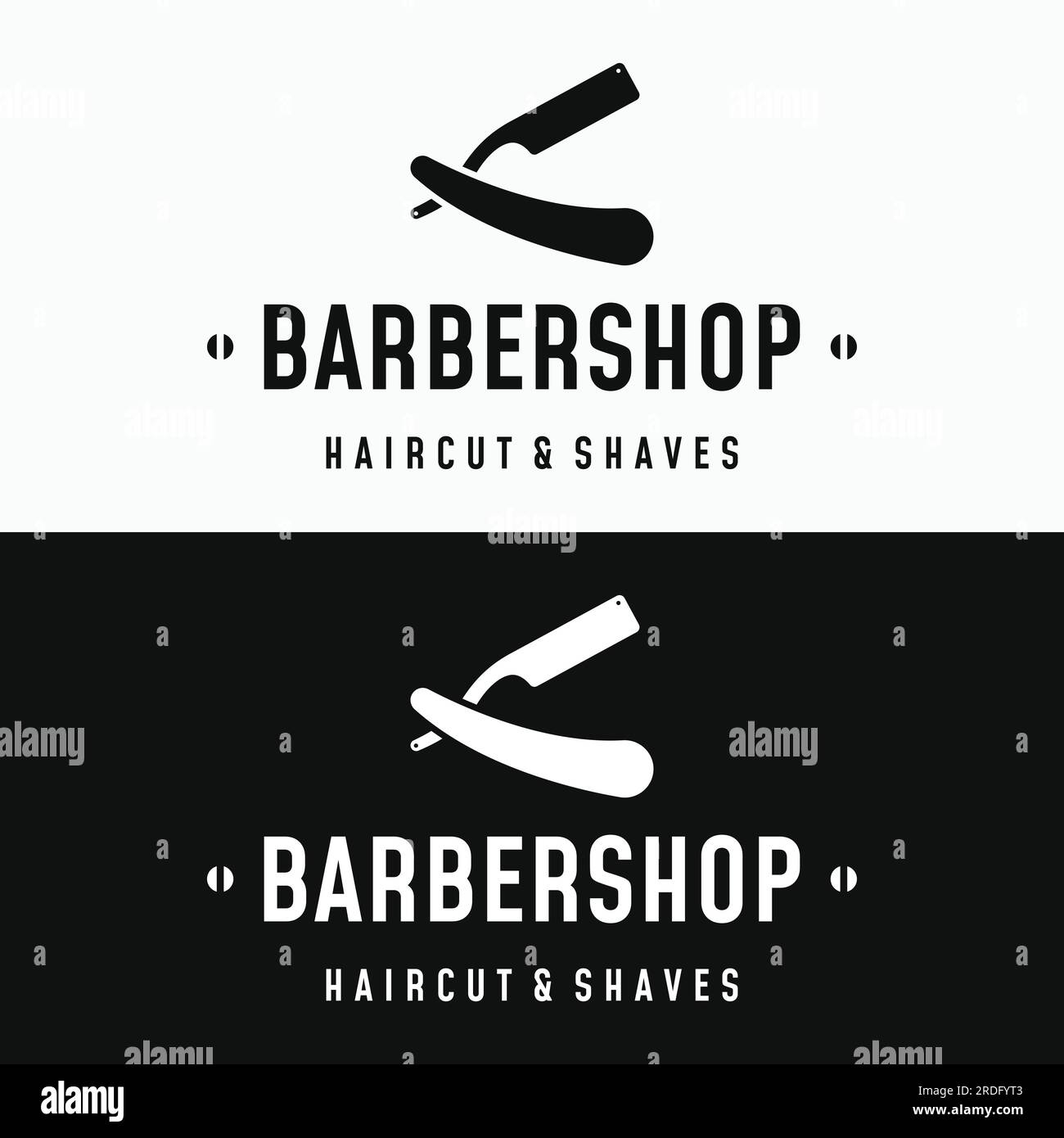 Barbershop logo in vintage style with the concept of scissors, razor ...