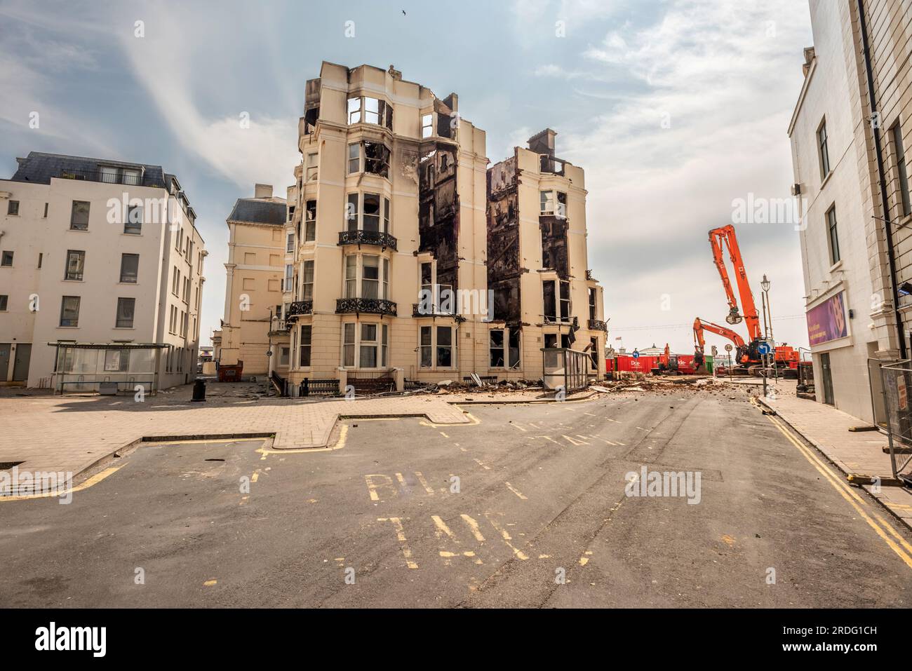 Brighton, July 21st 2023: The fire-damaged remains of The Royal Albion ...