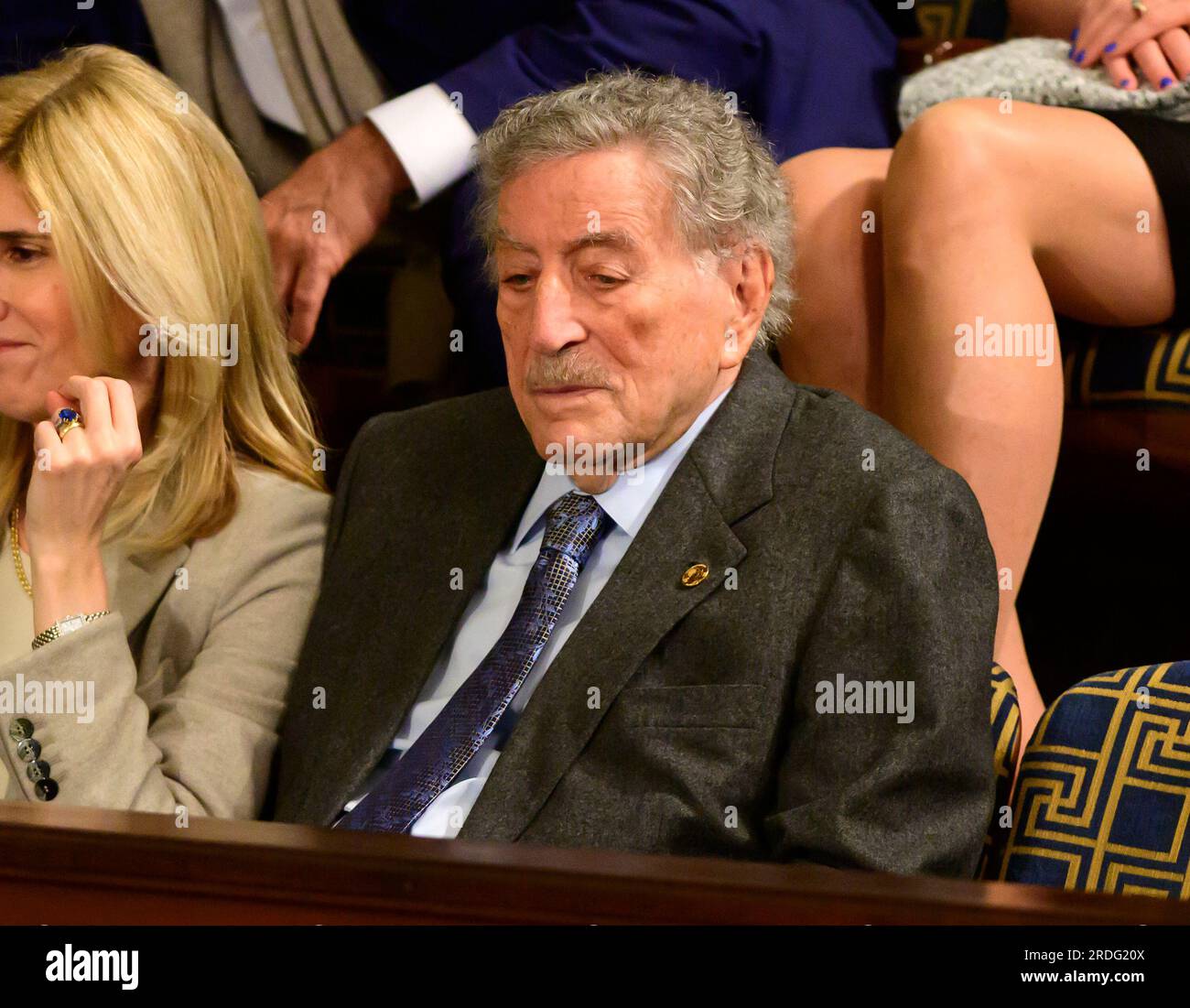 Washington, United States Of America. 03rd Jan, 2019. Singer Tony Bennett, a guest of Speaker of the United States House of Representatives Nancy Pelosi (Democrat of California), sits in the gallery as the 116th Congress convenes for its opening session in the US House Chamber of the US Capitol in Washington, DC on Thursday, January 3, 2019.Credit: Ron Sachs/CNP/Sipa USA (RESTRICTION: NO New York or New Jersey Newspapers or newspapers within a 75 mile radius of New York City) Credit: Sipa USA/Alamy Live News Stock Photo