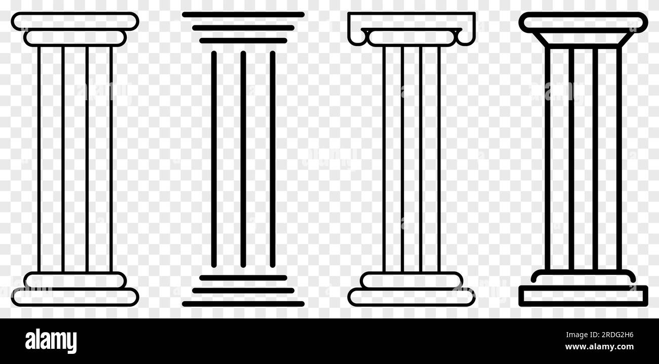 Pillar icon set. Vector illustration isolated on transparent background