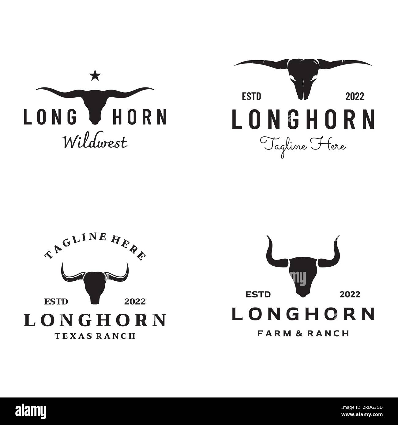 Vintage bull, cow and buffalo long horn logo. for badges, restaurant, business. Stock Vector