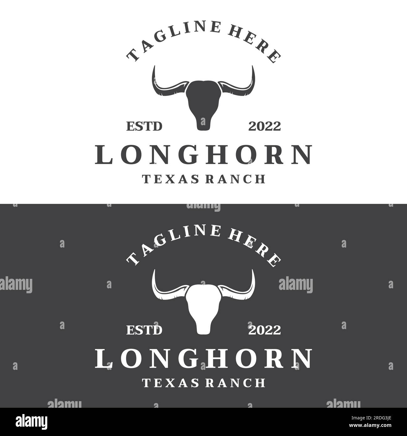 Vintage bull, cow and buffalo long horn logo. for badges, restaurant, business. Stock Vector