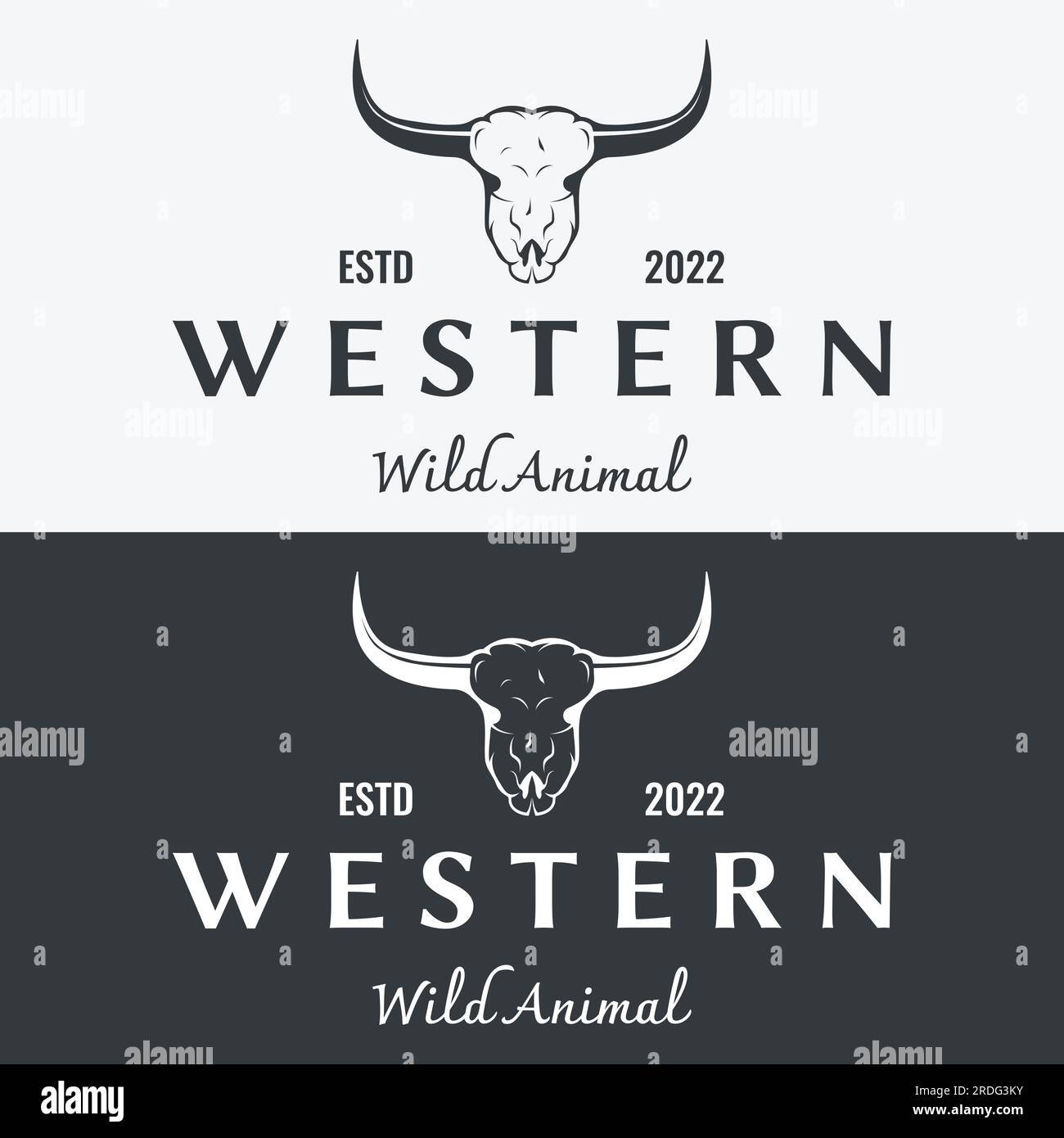 Vintage bull, cow and buffalo long horn logo. for badges, restaurant, business. Stock Vector