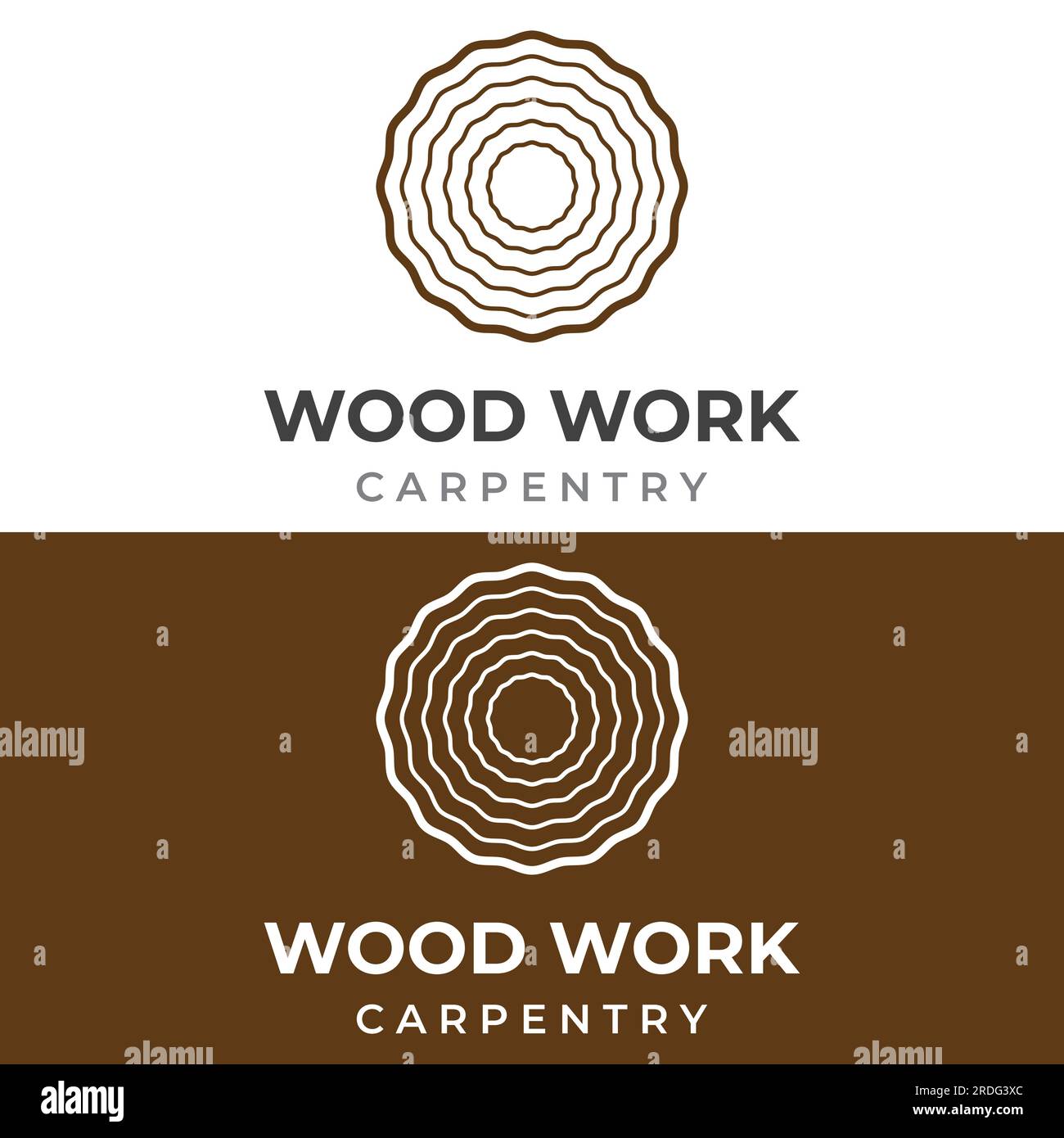 Wood and natural fiber logo design, carpenter and wood planks with saw craftsman tools. Stock Vector