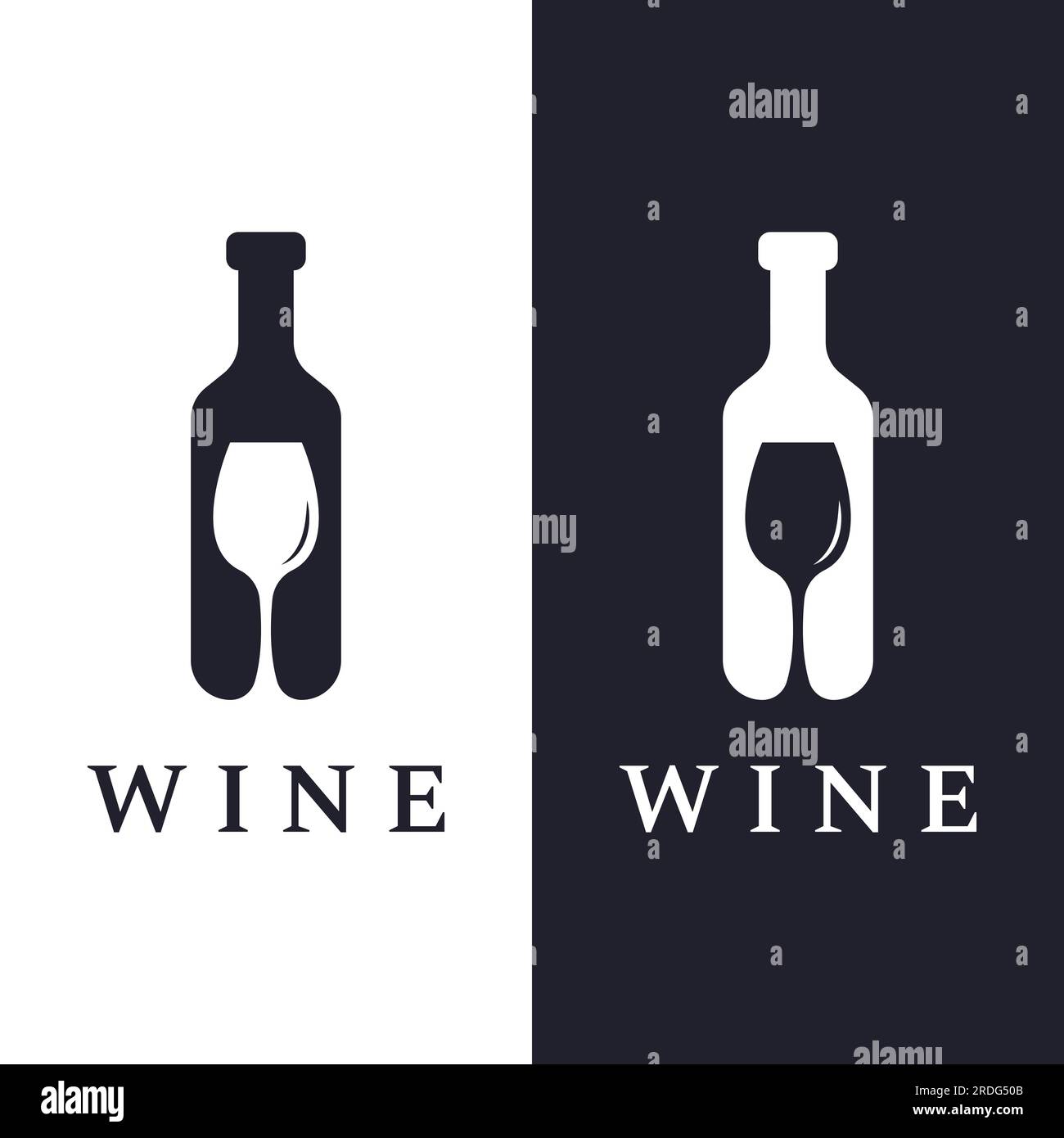 Wine logo design with wine glasses and bottles.Logos for