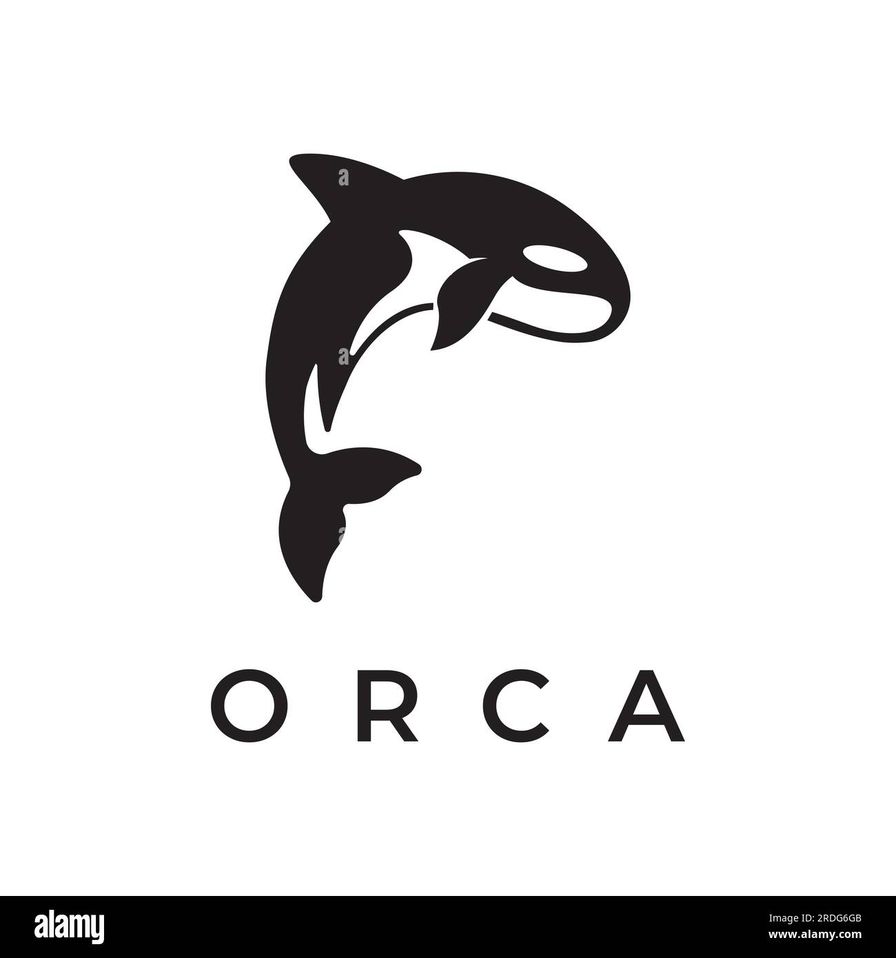 Simple black orca whale animal logo creative design. Killer underwater animal. Logo for business, identity and branding. Stock Vector