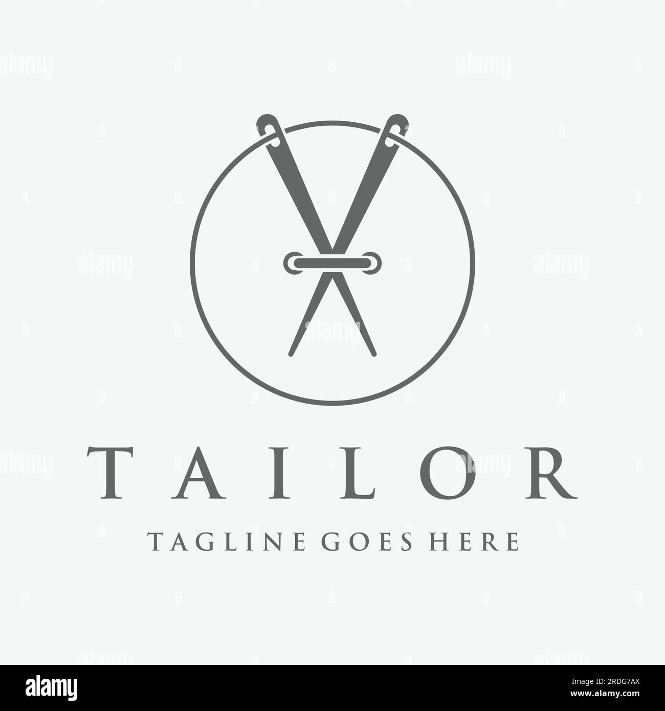 Tailor silhouette logo with needle, thread, benik and sewing machine ...