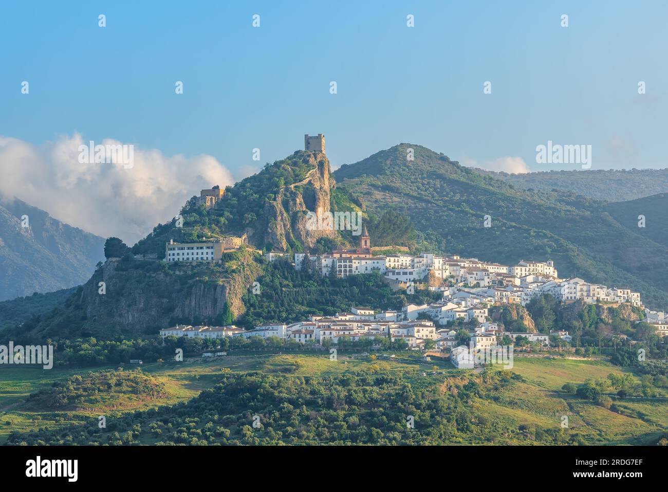 Zahara de la Sierra skyline with white houses and Castle Tower - Zahara ...