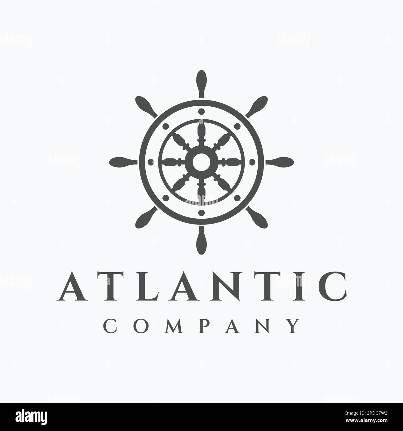 Cruise ship rudder logo design with sea waves, retro ropes and anchors