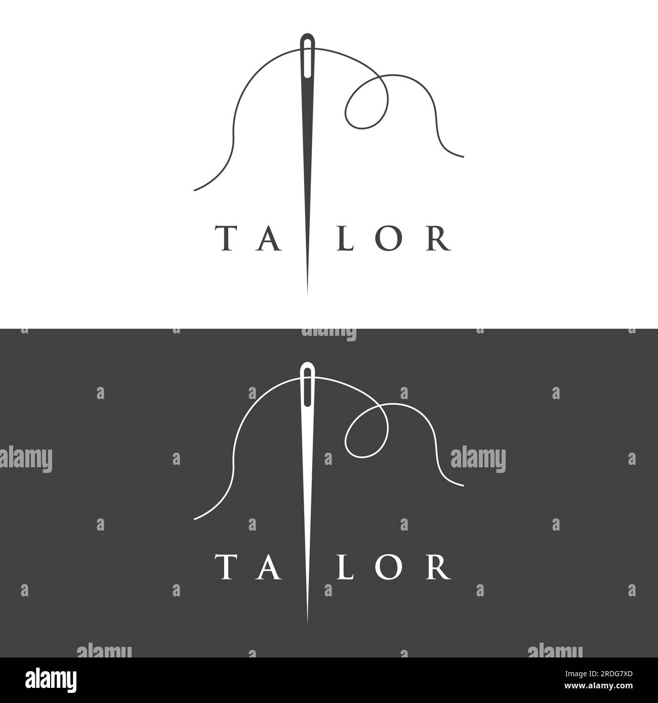 Tailor silhouette logo with needle, thread, benik and sewing machine ...