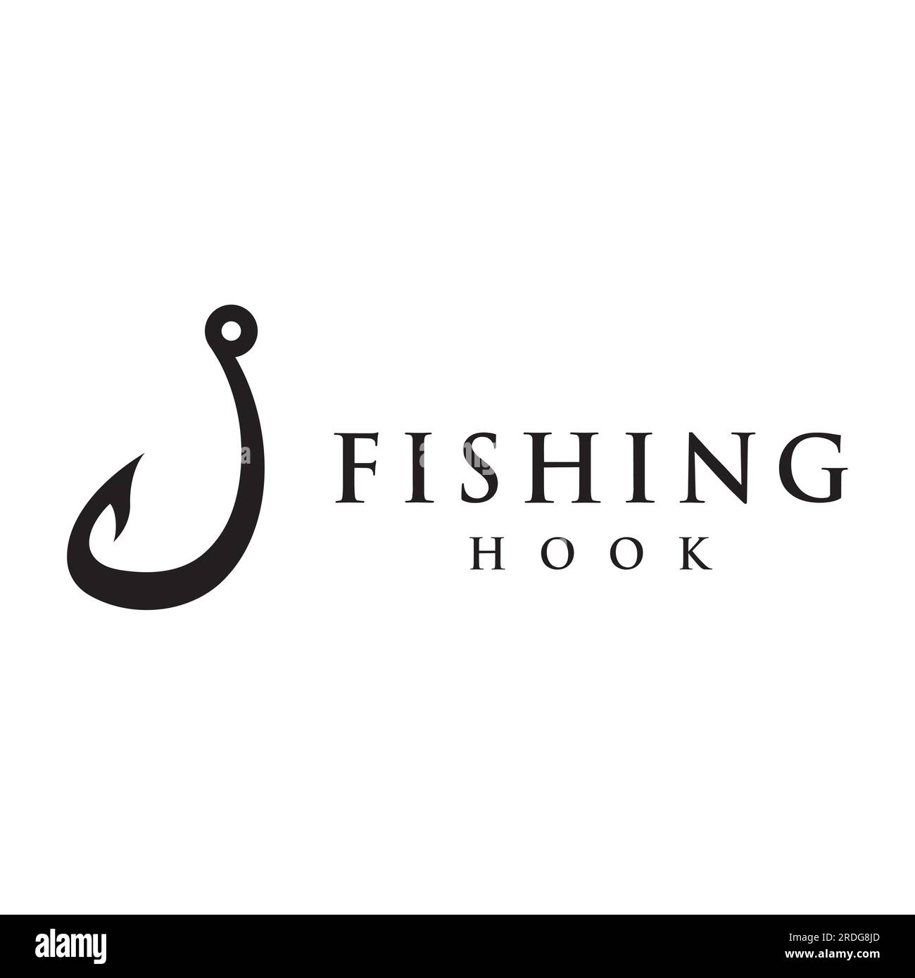 Vintage fishing hook logo as a fishing tool.Logo for business, hook shop or fishing shop,fishing,label and stamp. Stock Vector