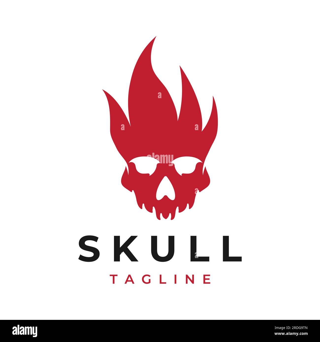 Fire skull head logo with horns, warrior, dark,strong, tattoo,vintage