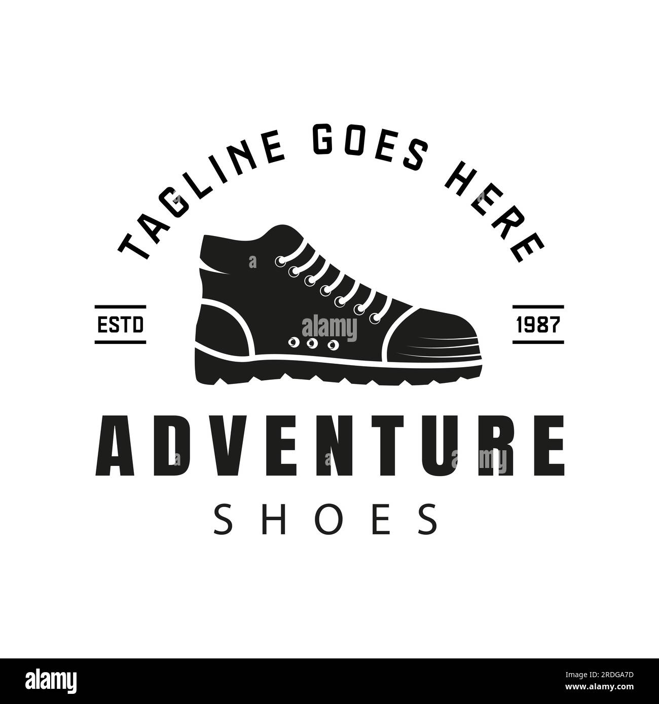 Outdoor Adventure Shoe logo Vintage Retro illustration. Stock Vector