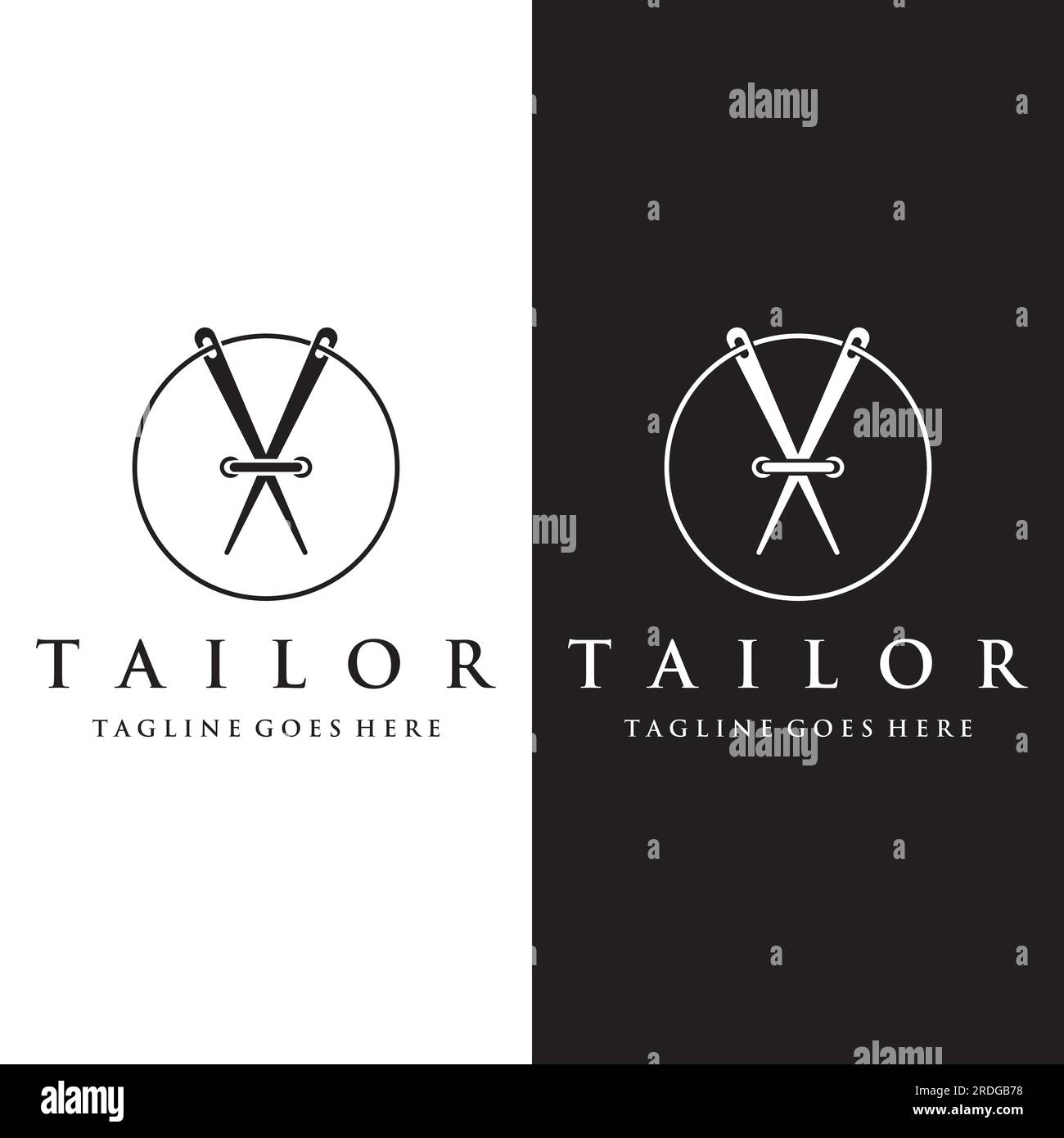 Tailor silhouette logo with needle, thread, benik and sewing machine ...