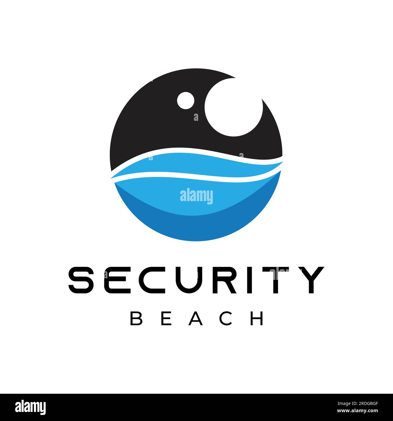 Security logo Monocular Lens Symbol with Sea Ocean Waves for Beach
