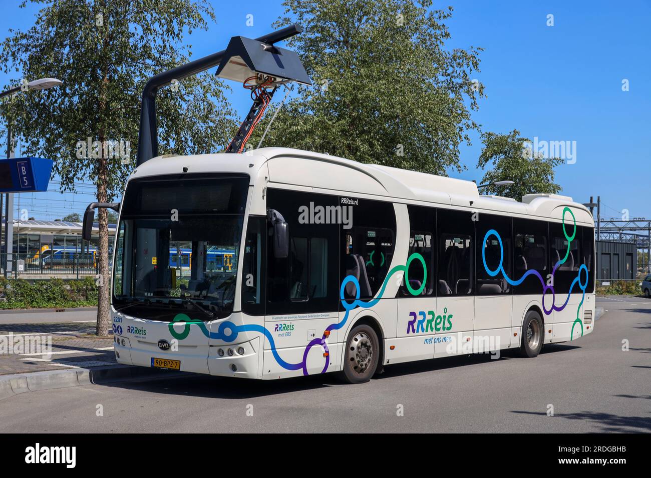 Electrical BYD busses at Zwolle busplatform for regional and local