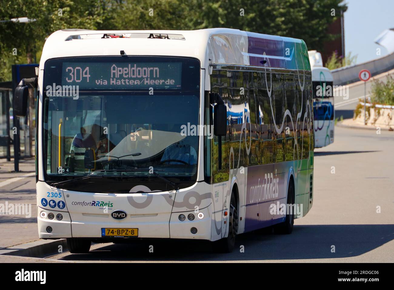 Electrical BYD busses at Zwolle busplatform for regional and local