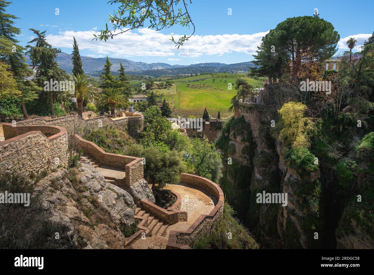 Cuenca Gardens and El Tajo Gorge - Ronda, Andalusia, Spain Stock Photo