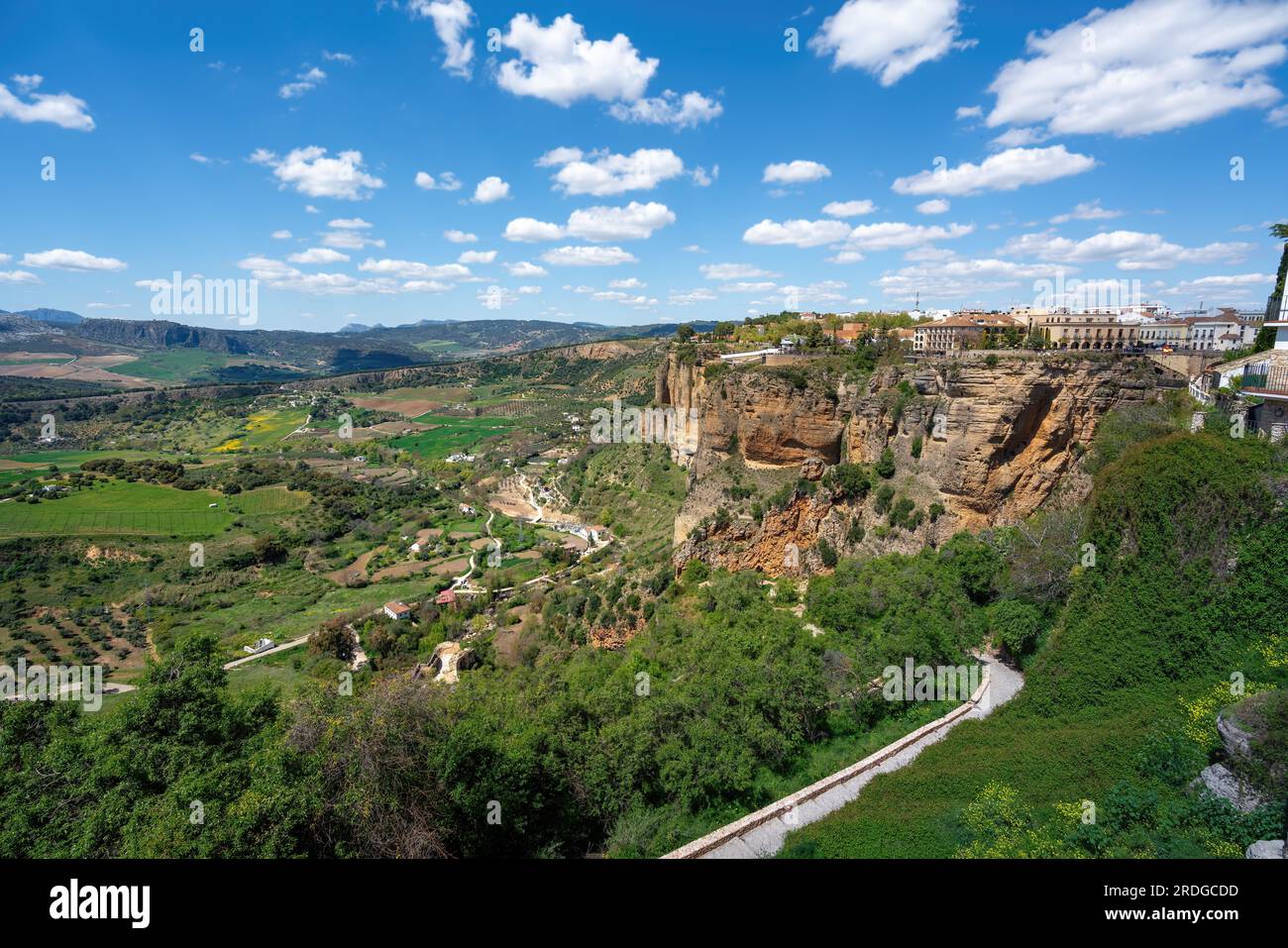 View of Ronda Cliff and Valley - Ronda, Andalusia, Spain Stock Photo