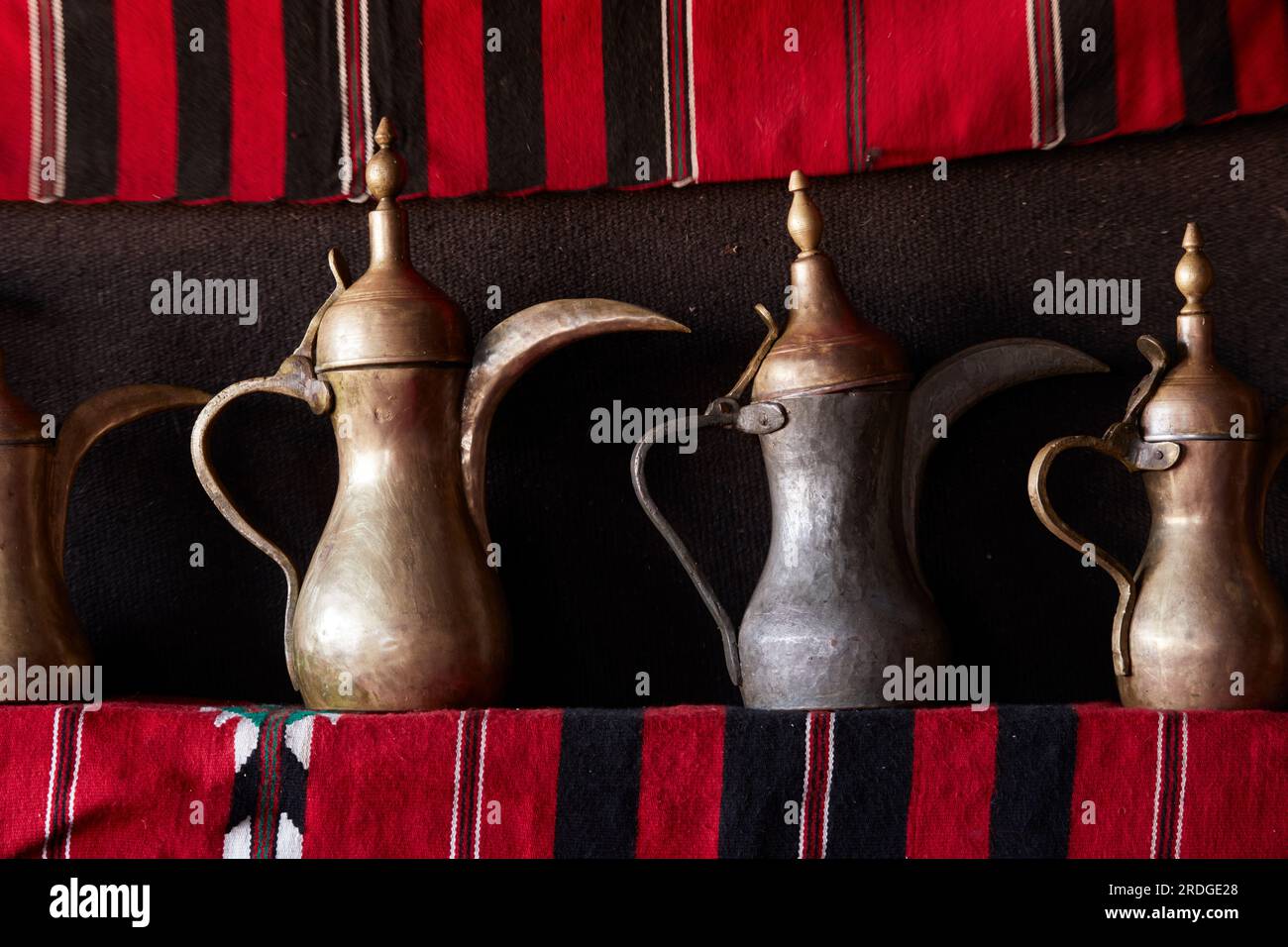 Detail of coffee pot, Wadi Rum, Aquaba, Jordan Stock Photo