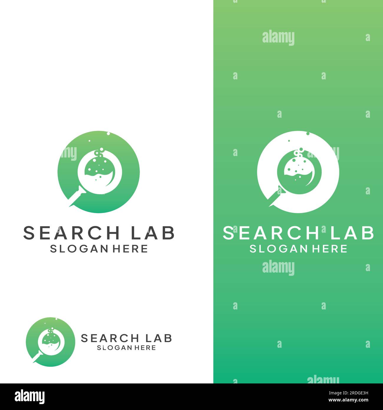 Logo search or find, logo search by combination, lab, moon, location, check, waves, and sun. Logo with simple editing. Stock Vector